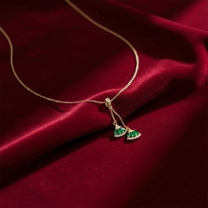 Luxe Emerald Fan Drop Necklace
