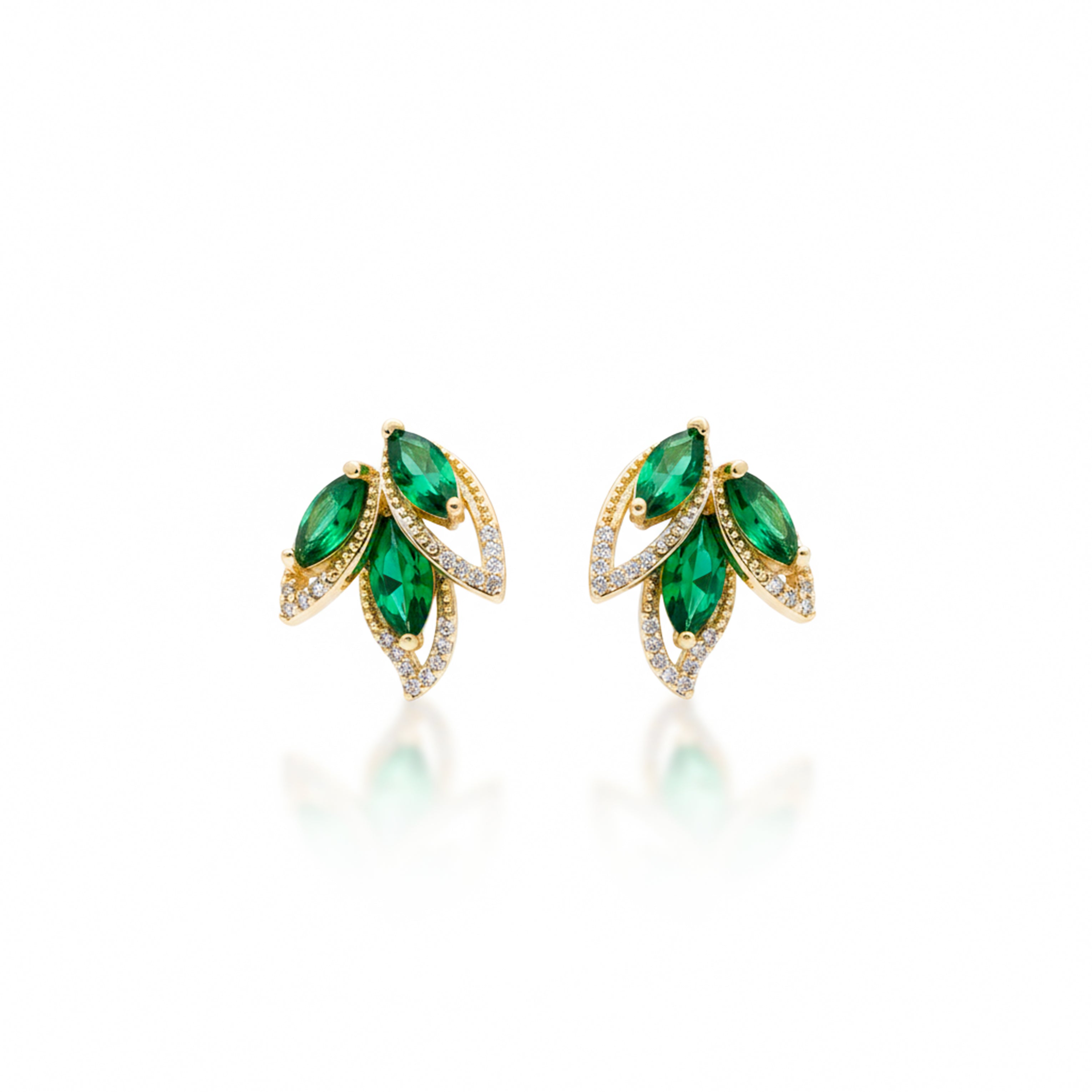 Luxury Emerald Leaf Drop Earrings