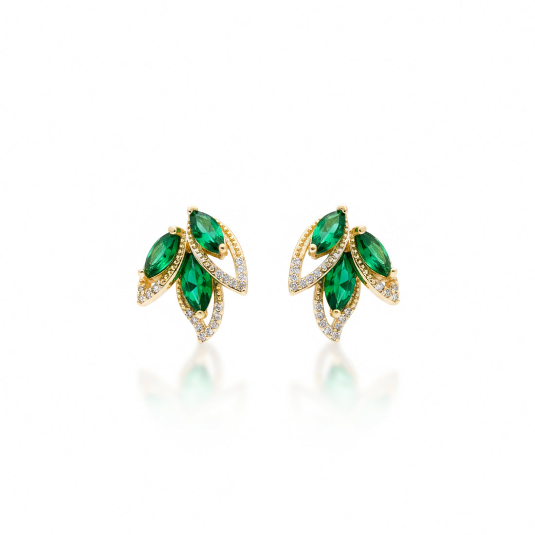 Luxury Emerald Leaf Drop Earrings