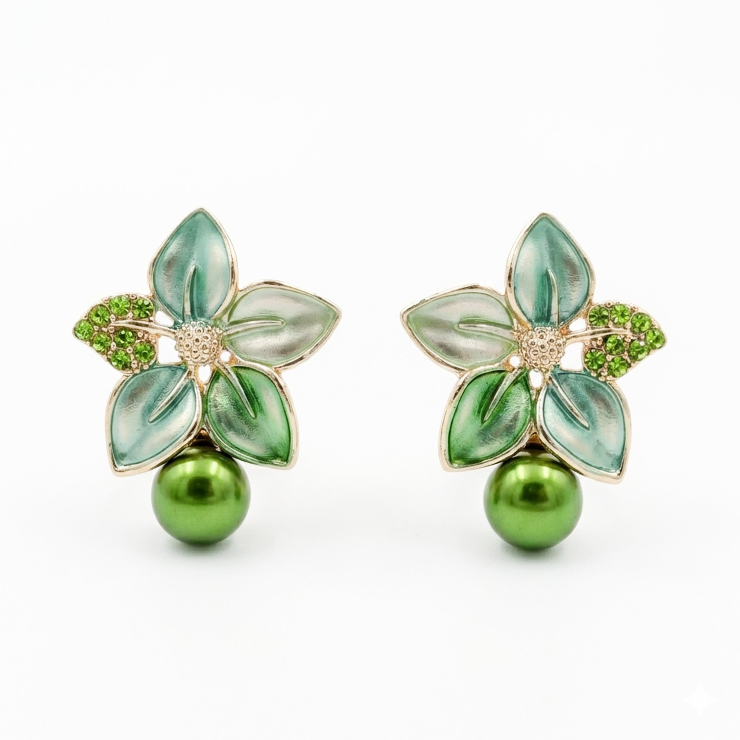 Celestial Green Petal Earrings