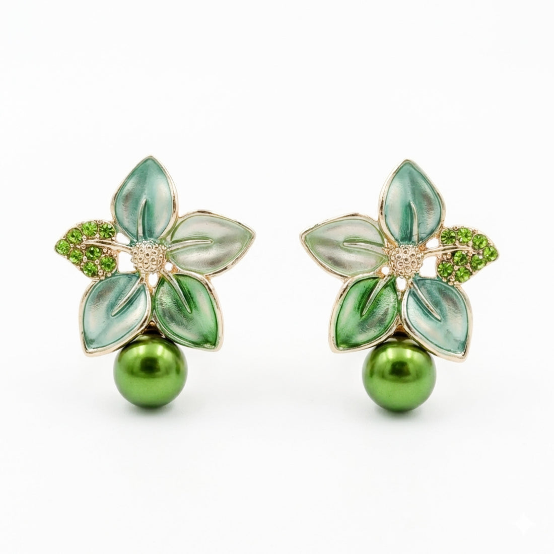 Celestial Green Petal Earrings