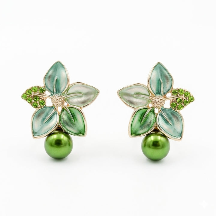 Celestial Green Petal Earrings