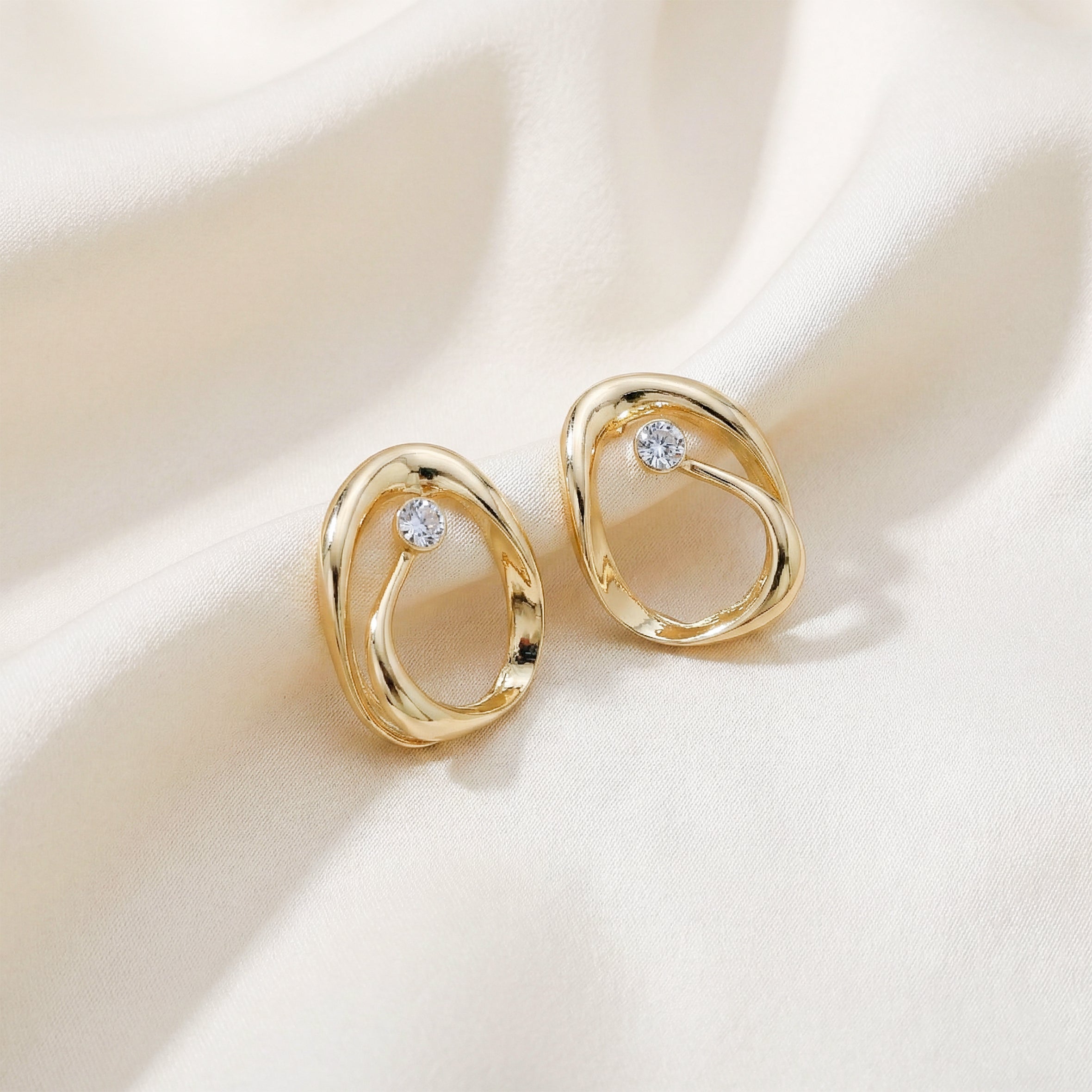 Orbit Diamond Gold Earrings