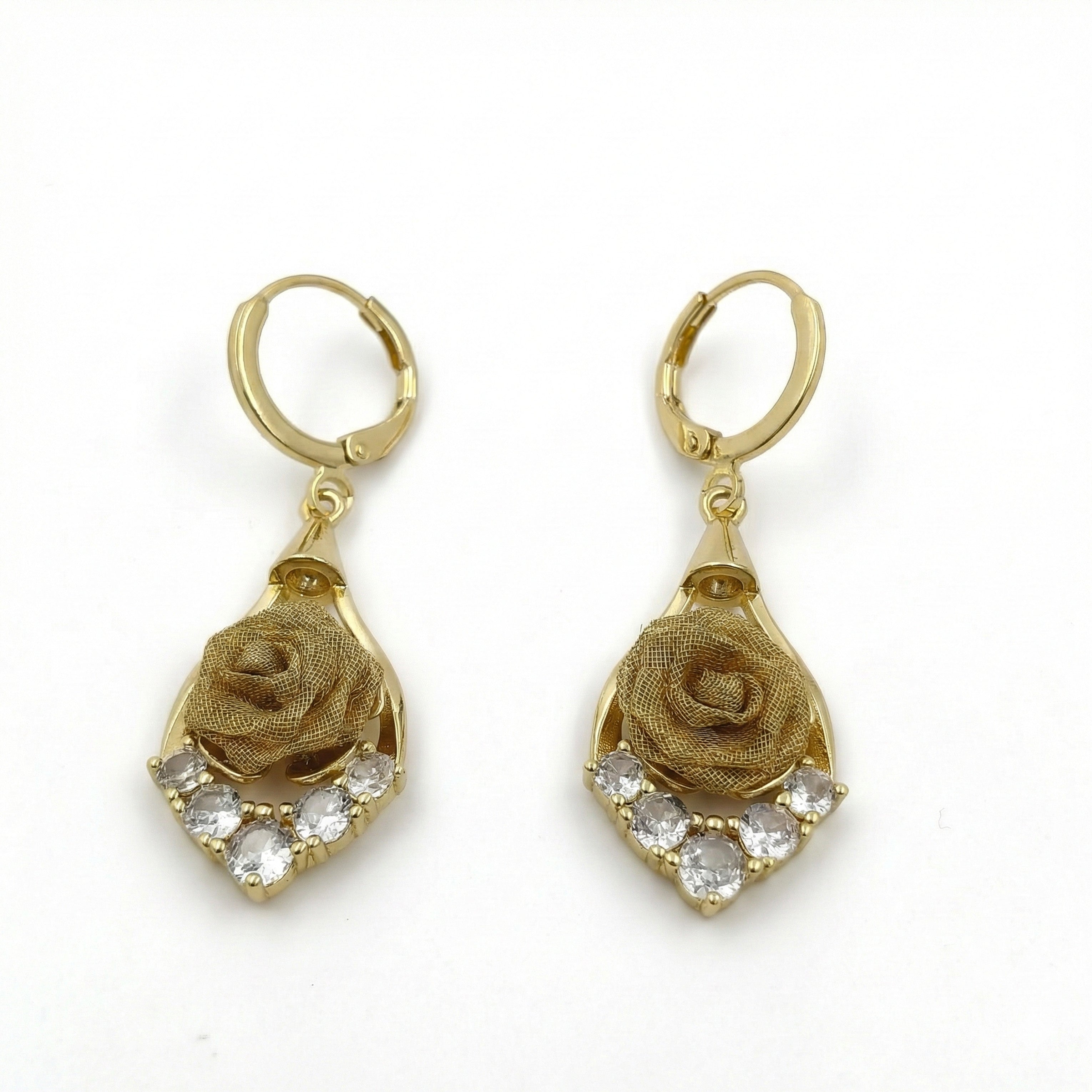 Classic Gold Flower Drop Earrings