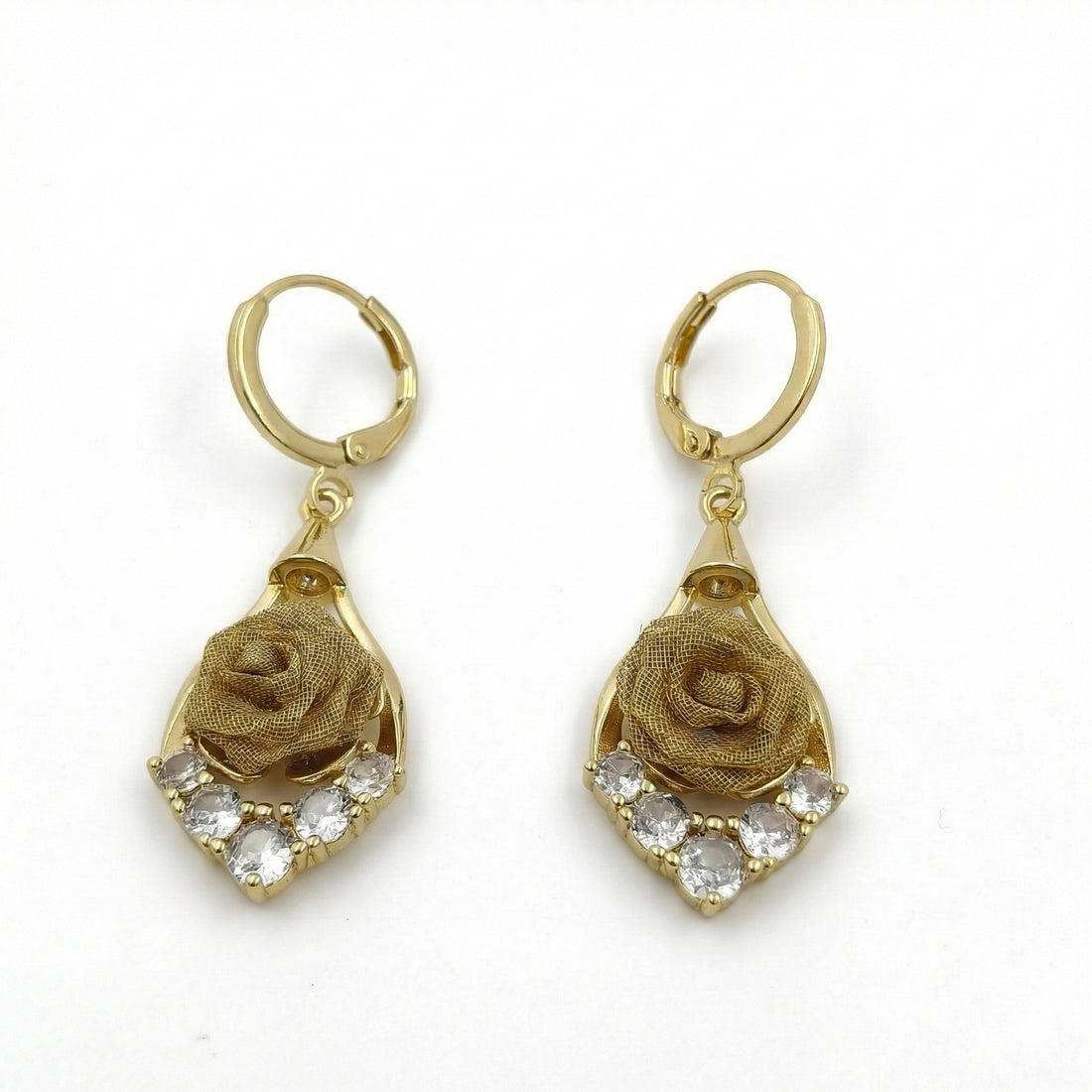 Classic Gold Flower Drop Earrings