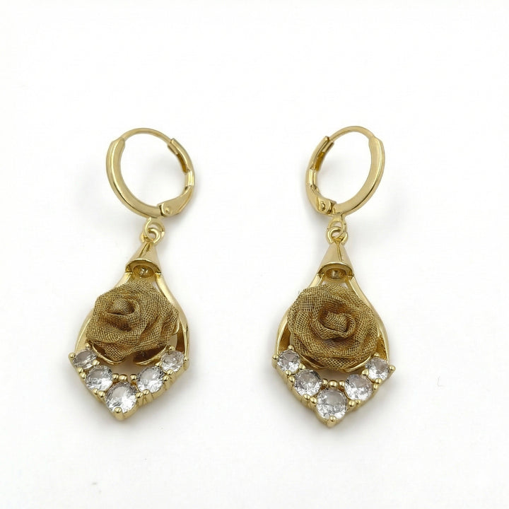 Classic Gold Flower Drop Earrings