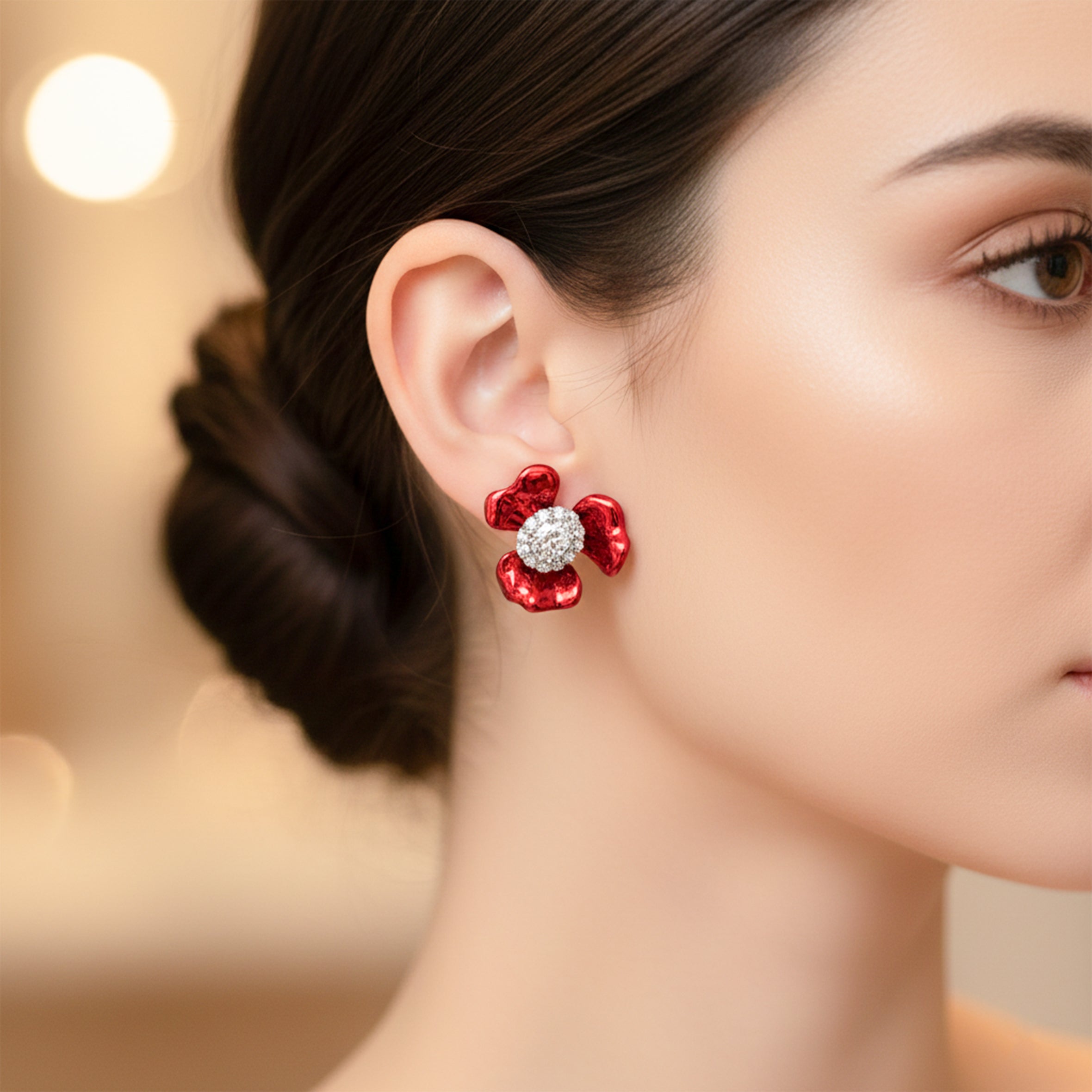 Red Blossom Crystal Luxury Earrings