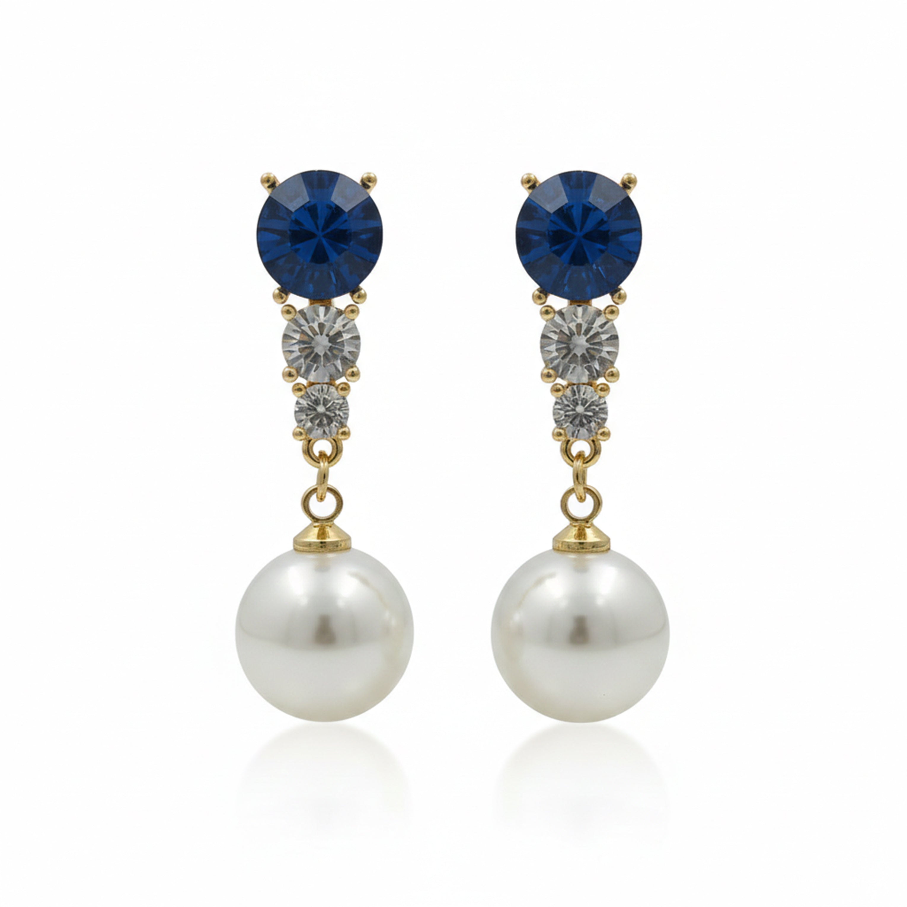 Blue Crystal Pearl Earrings