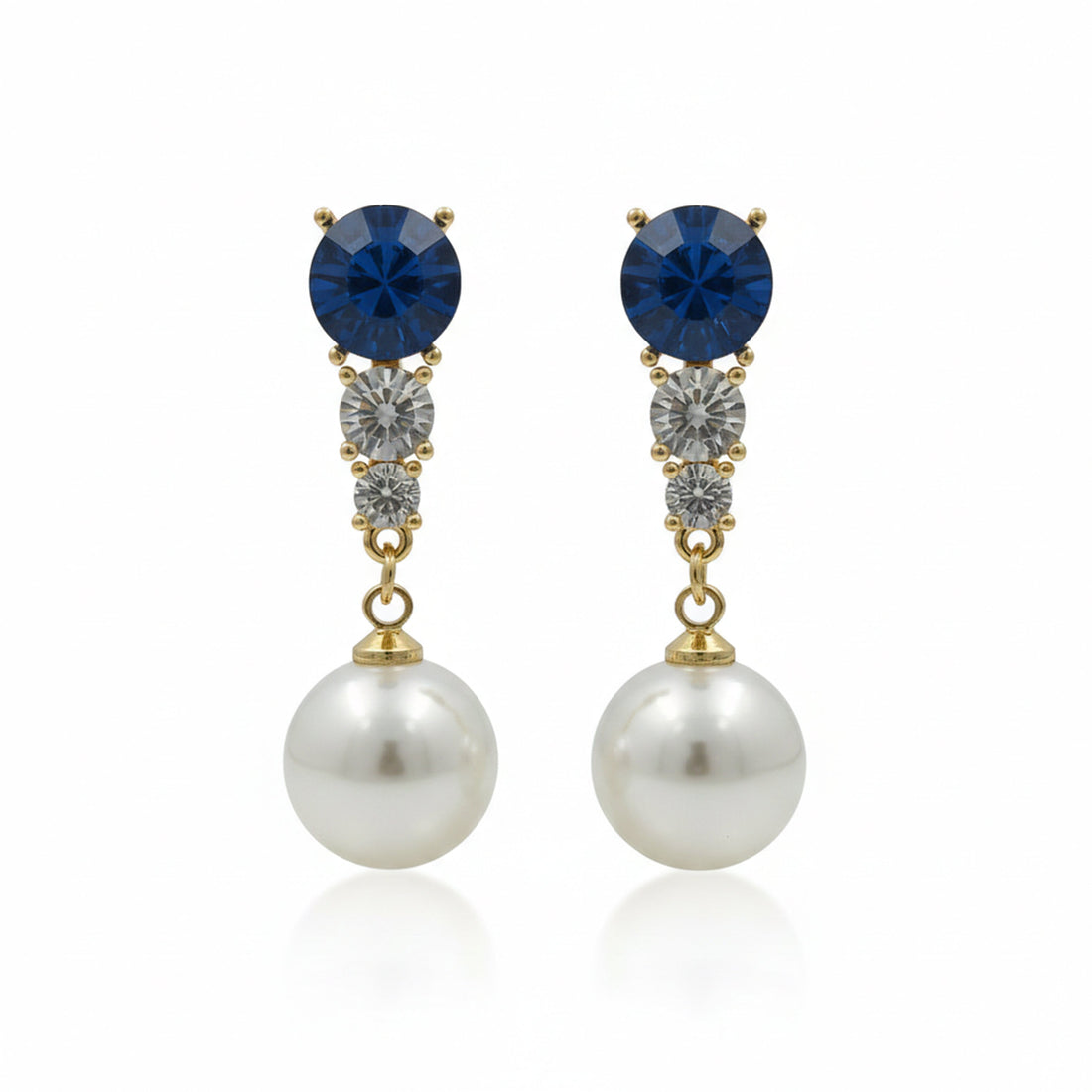Blue Crystal Pearl Earrings