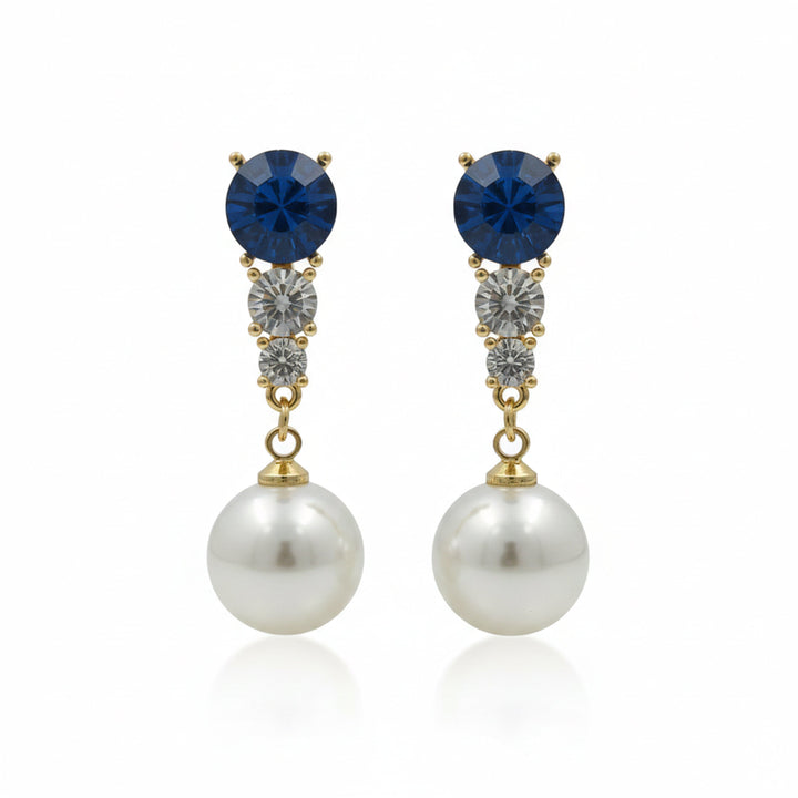 Blue Crystal Pearl Earrings