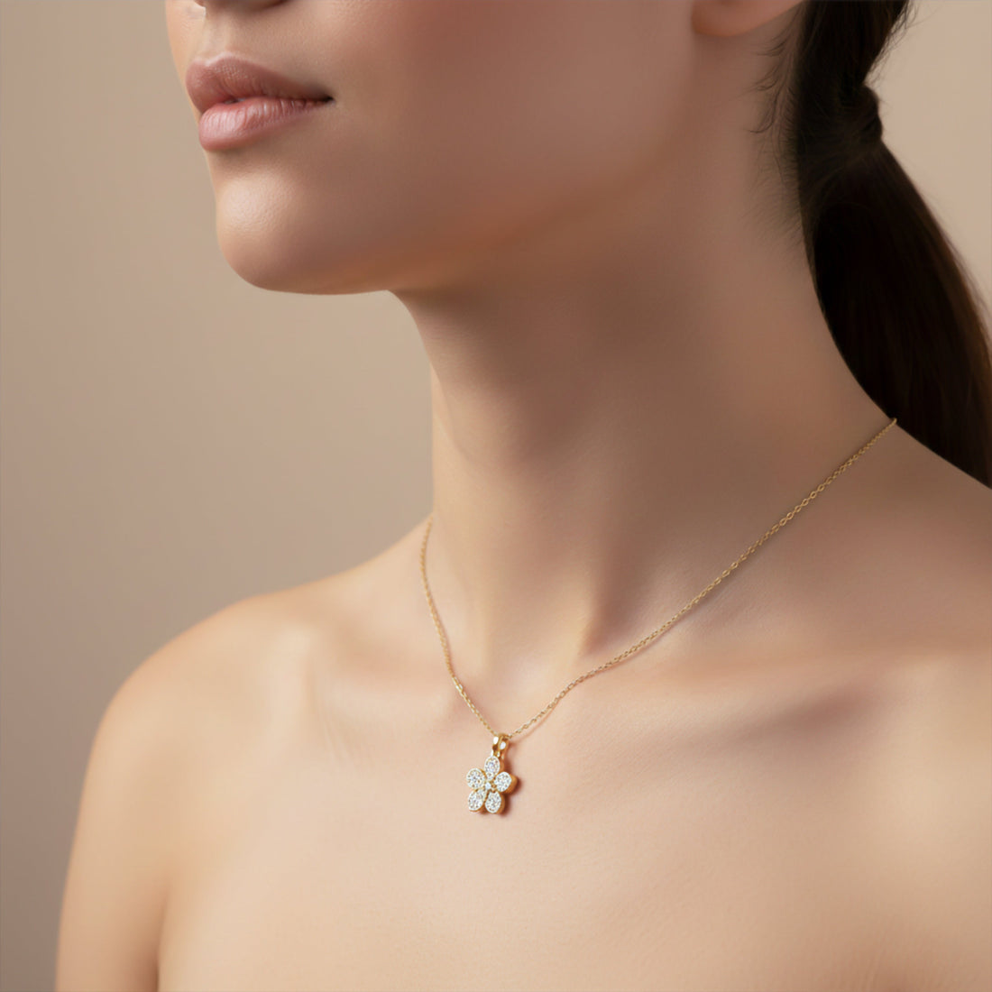 Veloura Diamond Flower Charm Necklace