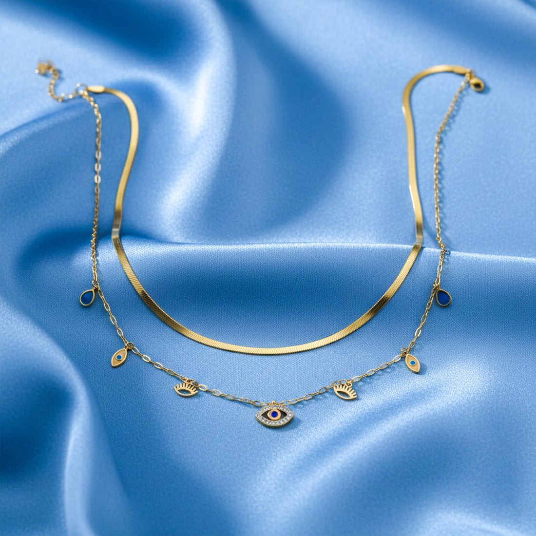 Evil Eye Layered Gold Necklace