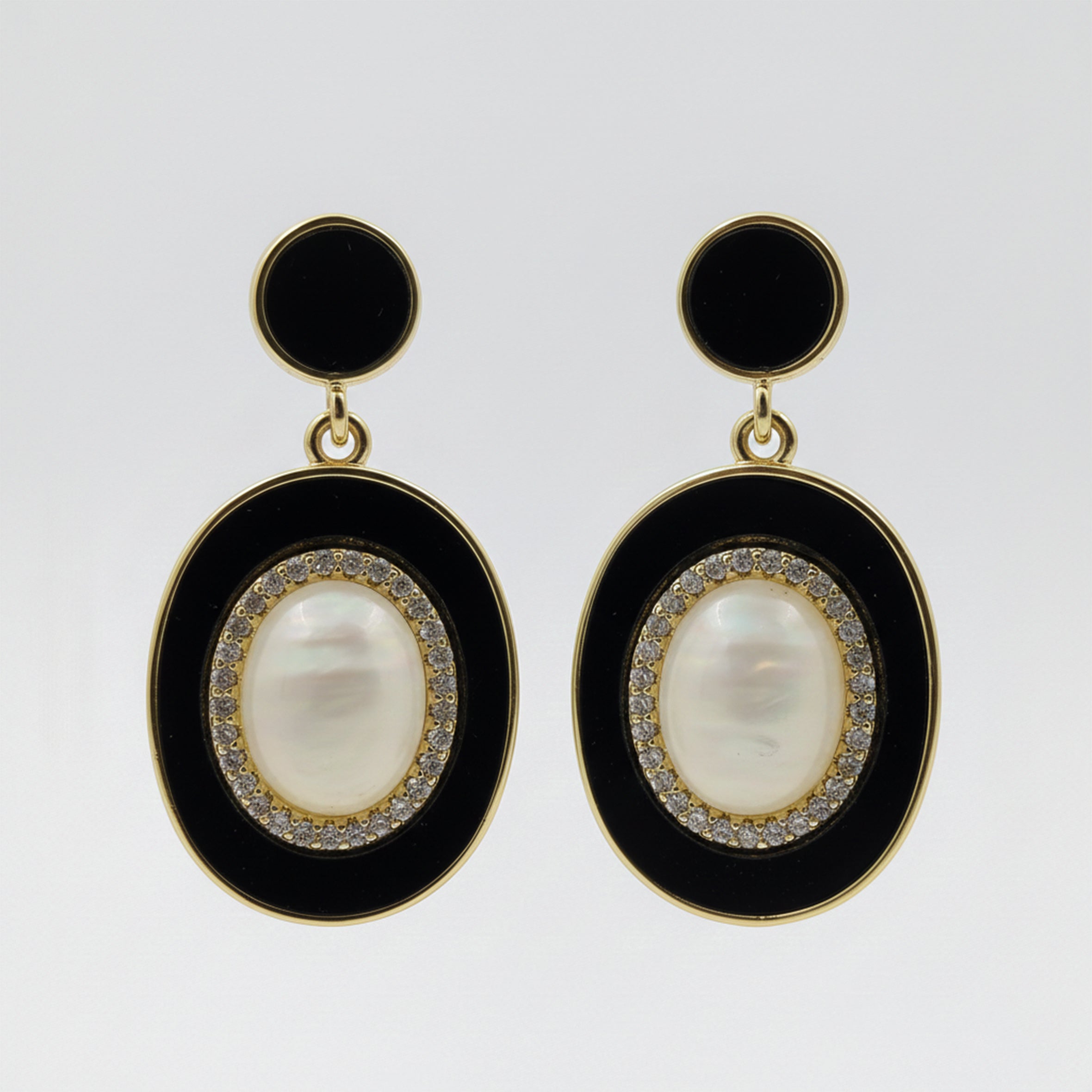 Royal Noir Pearl Halo Drop Earrings