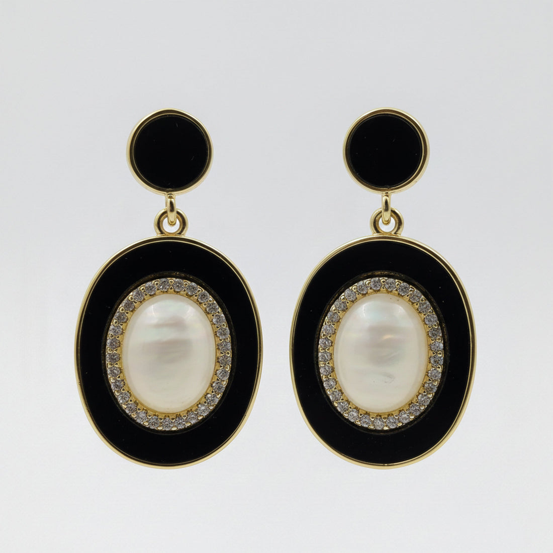 Royal Noir Pearl Halo Drop Earrings