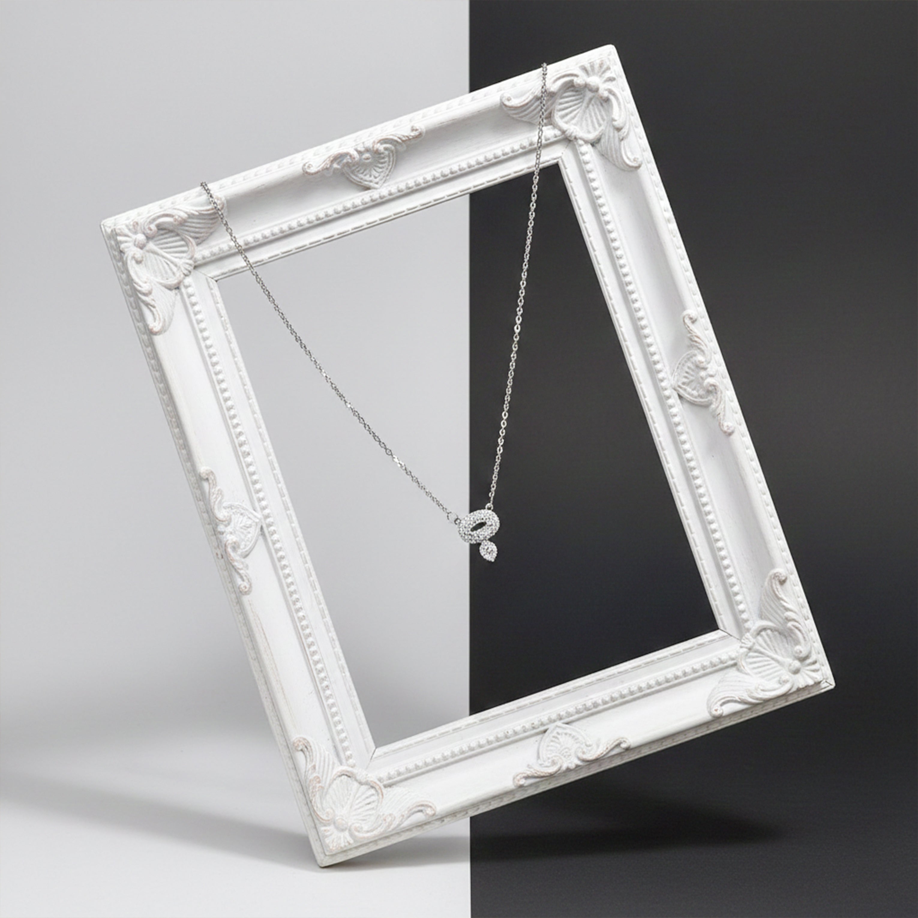 Luxury Halo Diamond Silver Necklace