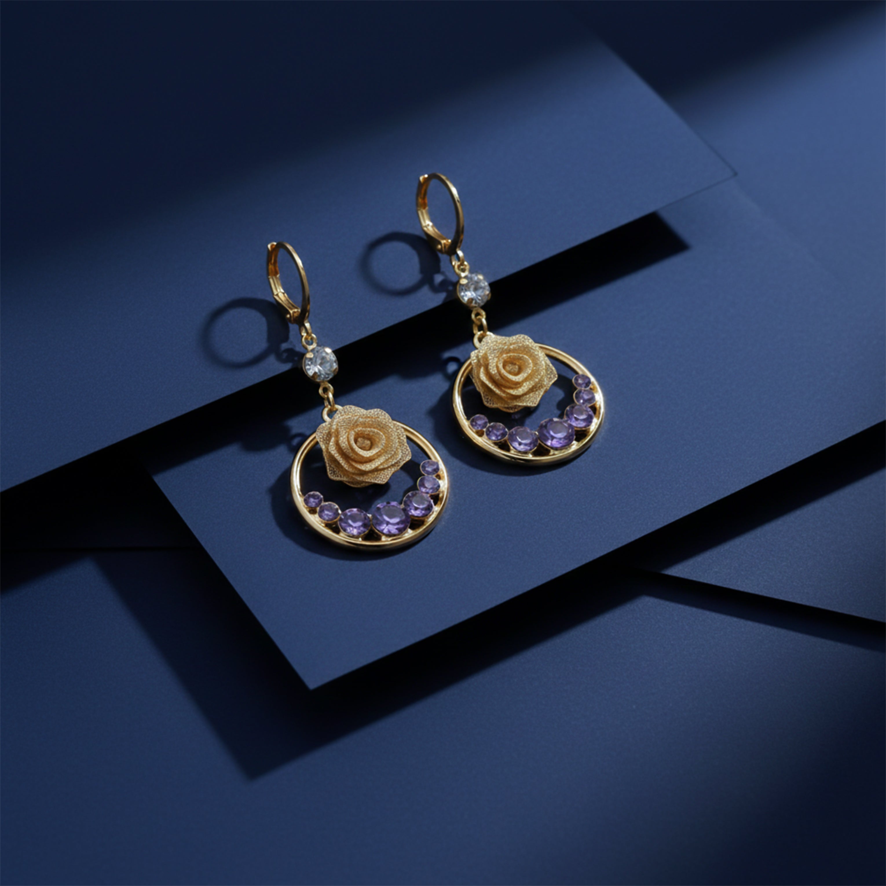 Lavender Luxe Rose Earrings