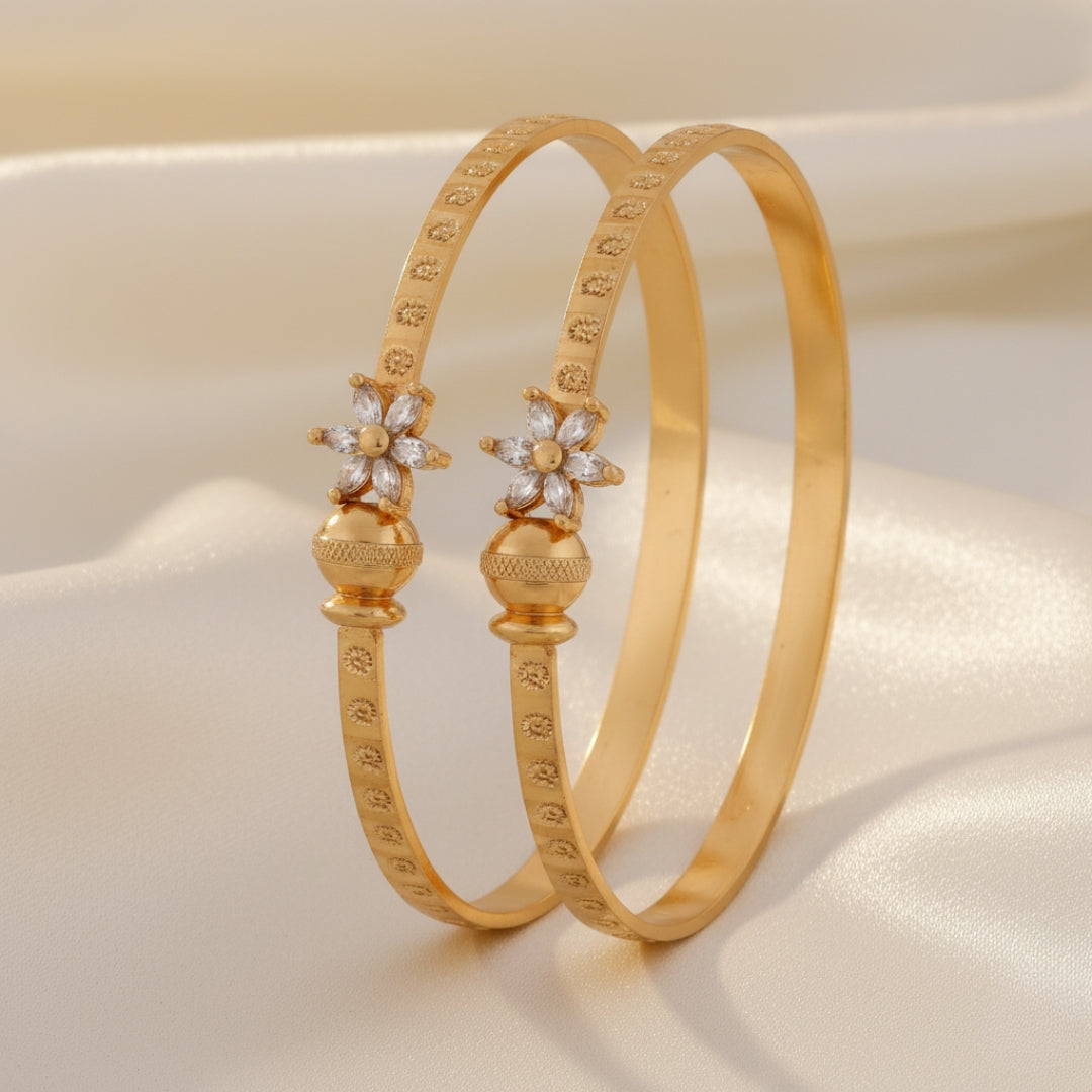 Floral Stone Kada Bangles