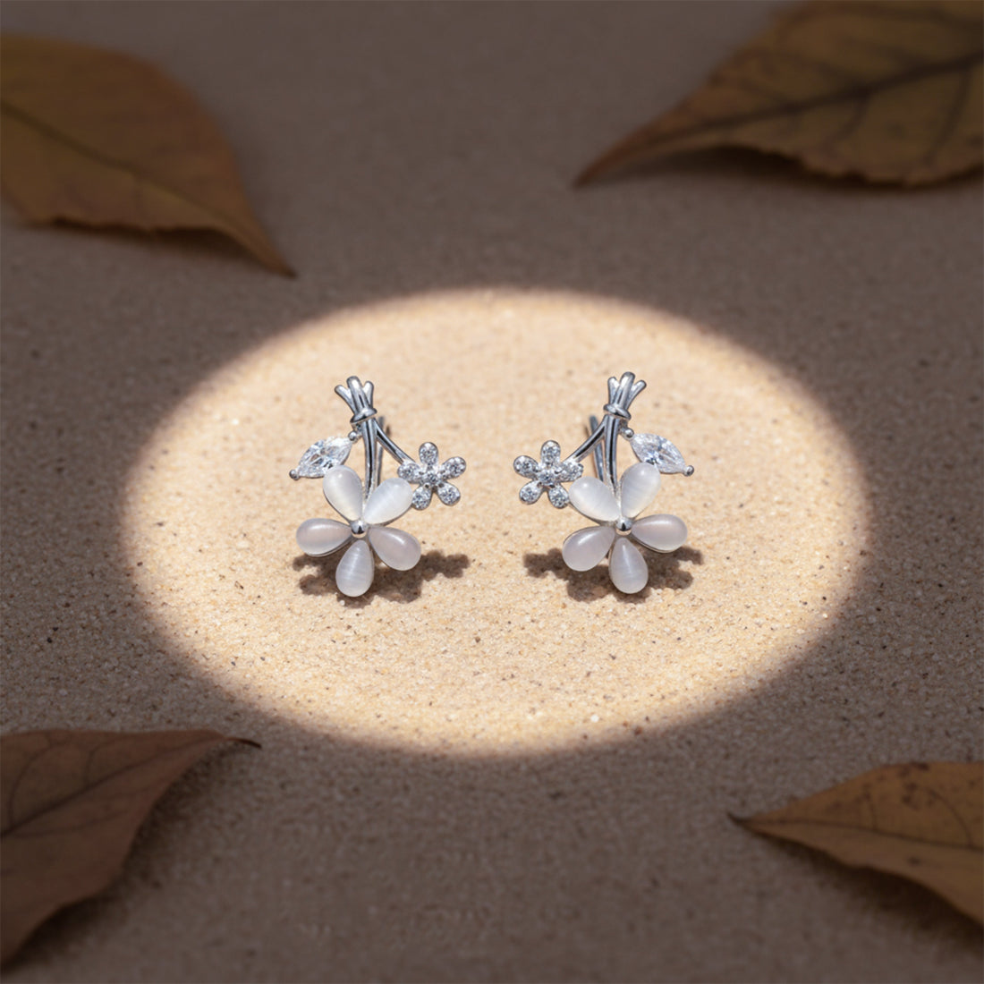 Ivory Blossom Crystal Luxe Stud Earrings