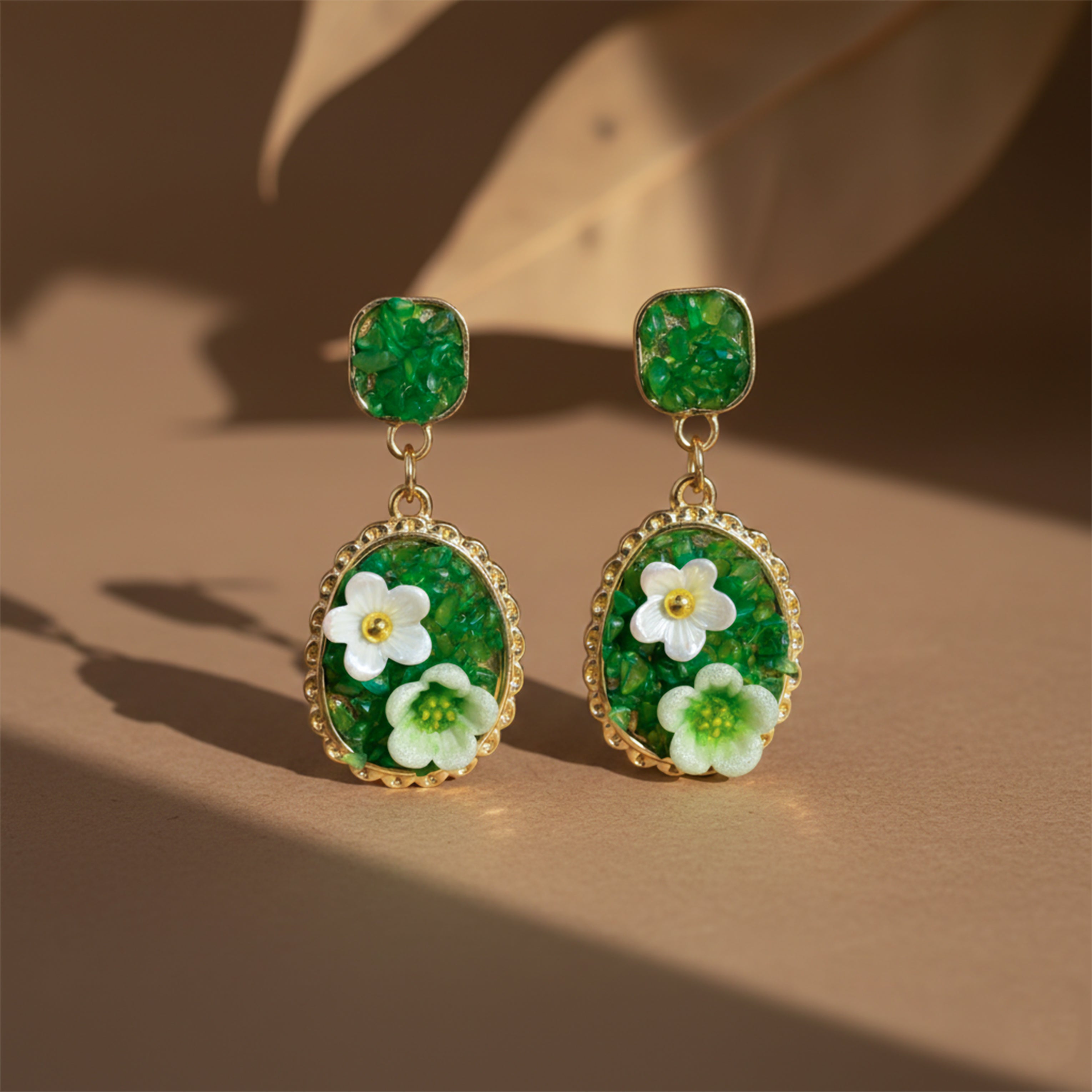 Verdant Blossom Luxe Statement Earrings