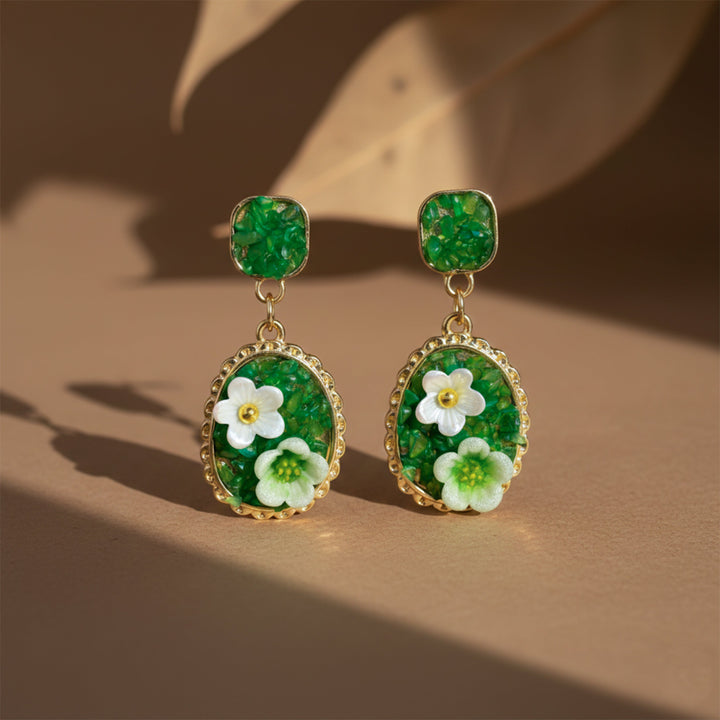 Verdant Blossom Luxe Statement Earrings