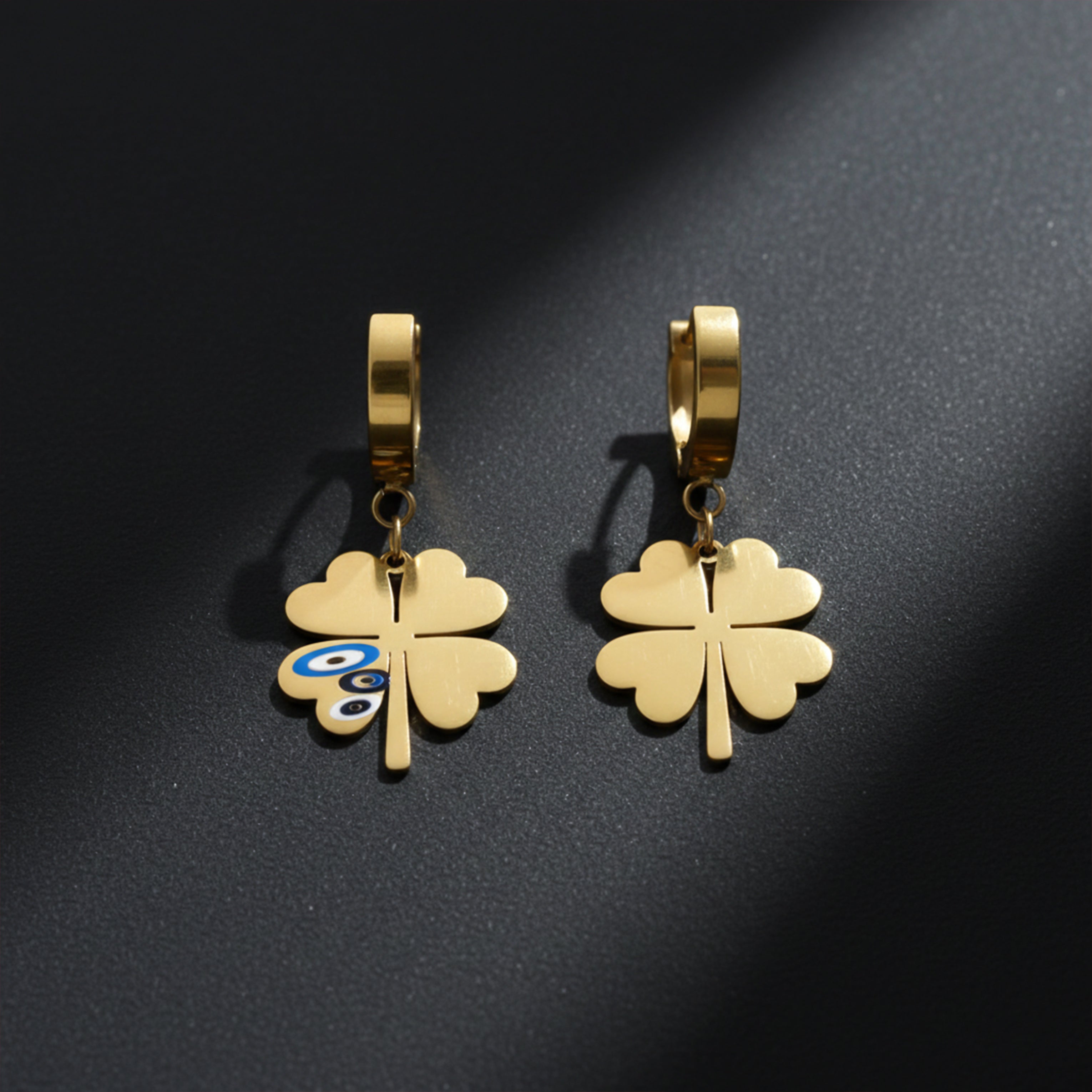 Elite Nazar Clover Charm Drop Earrings