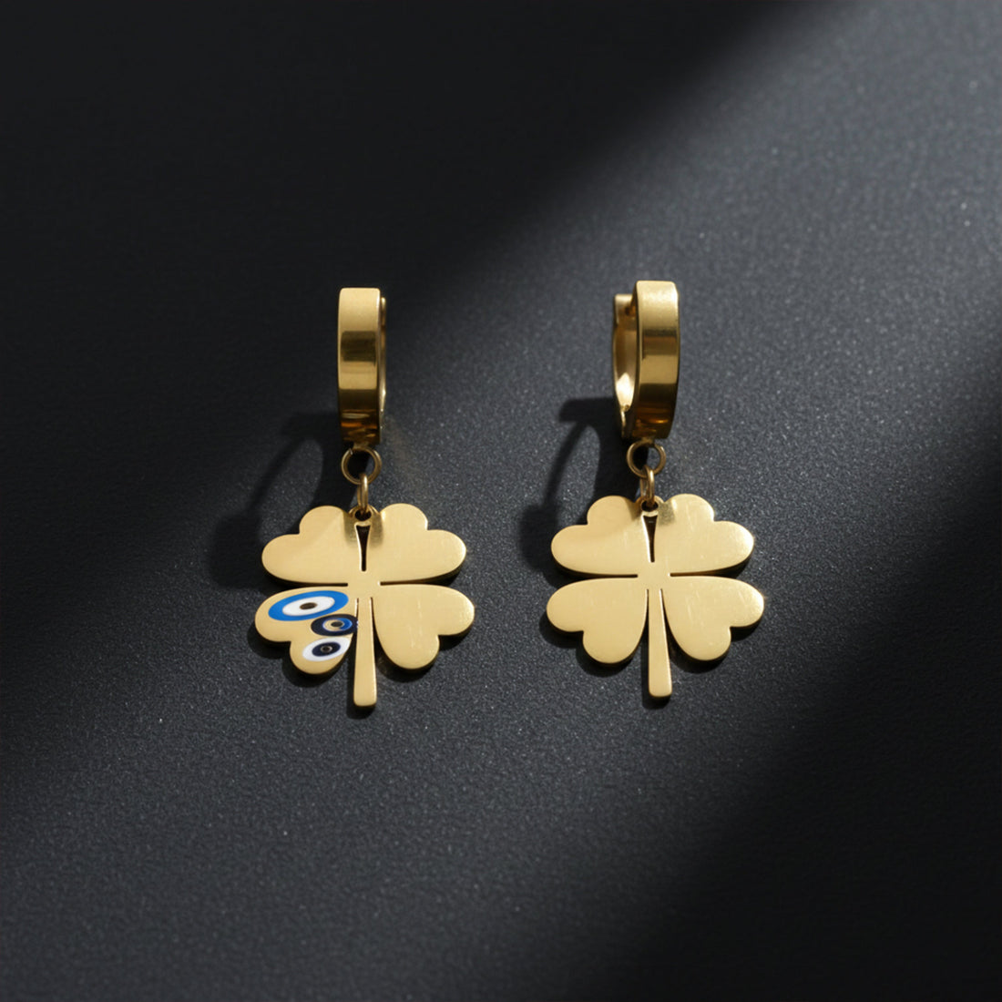 Elite Nazar Clover Charm Drop Earrings