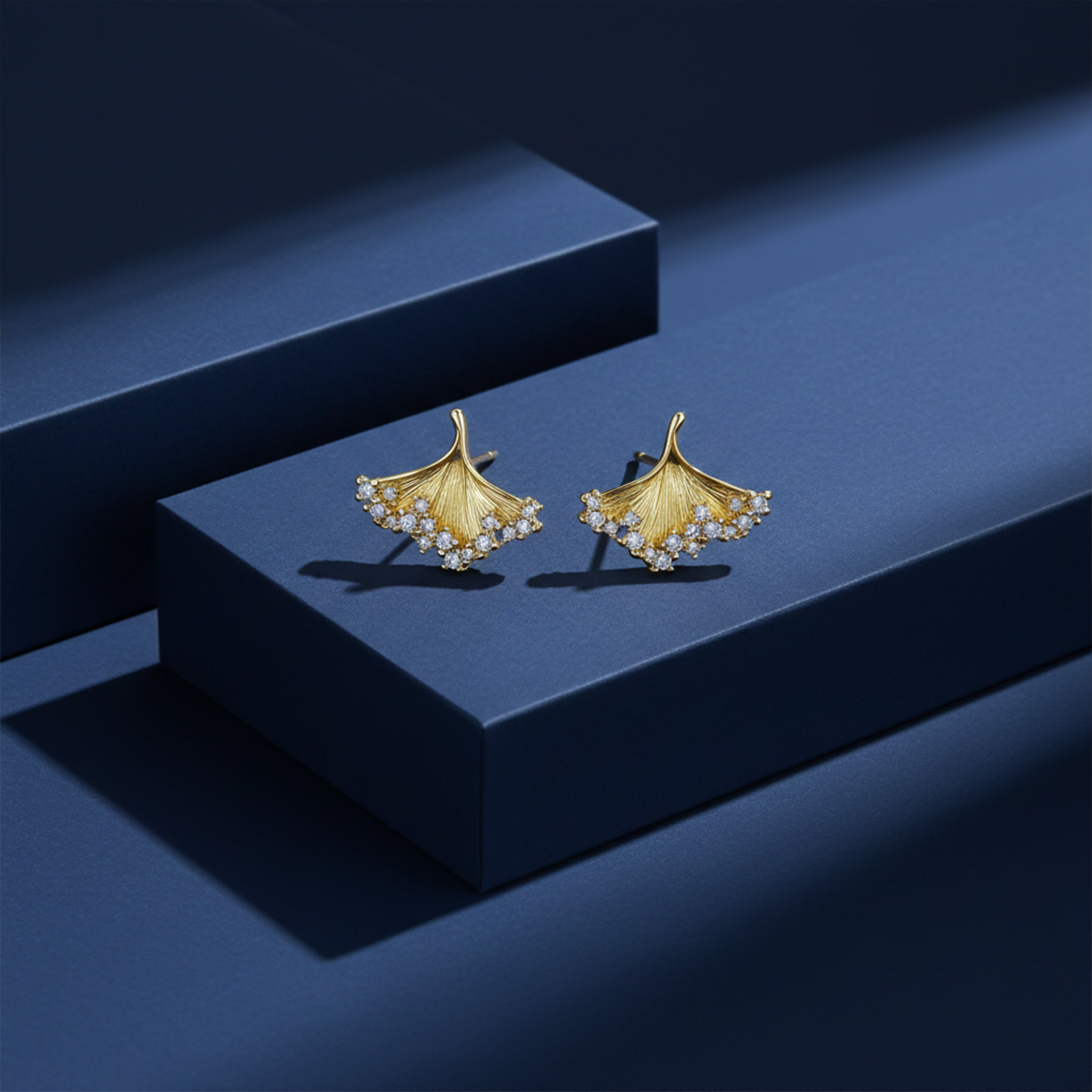 Golden Ginkgo Crystal Earrings