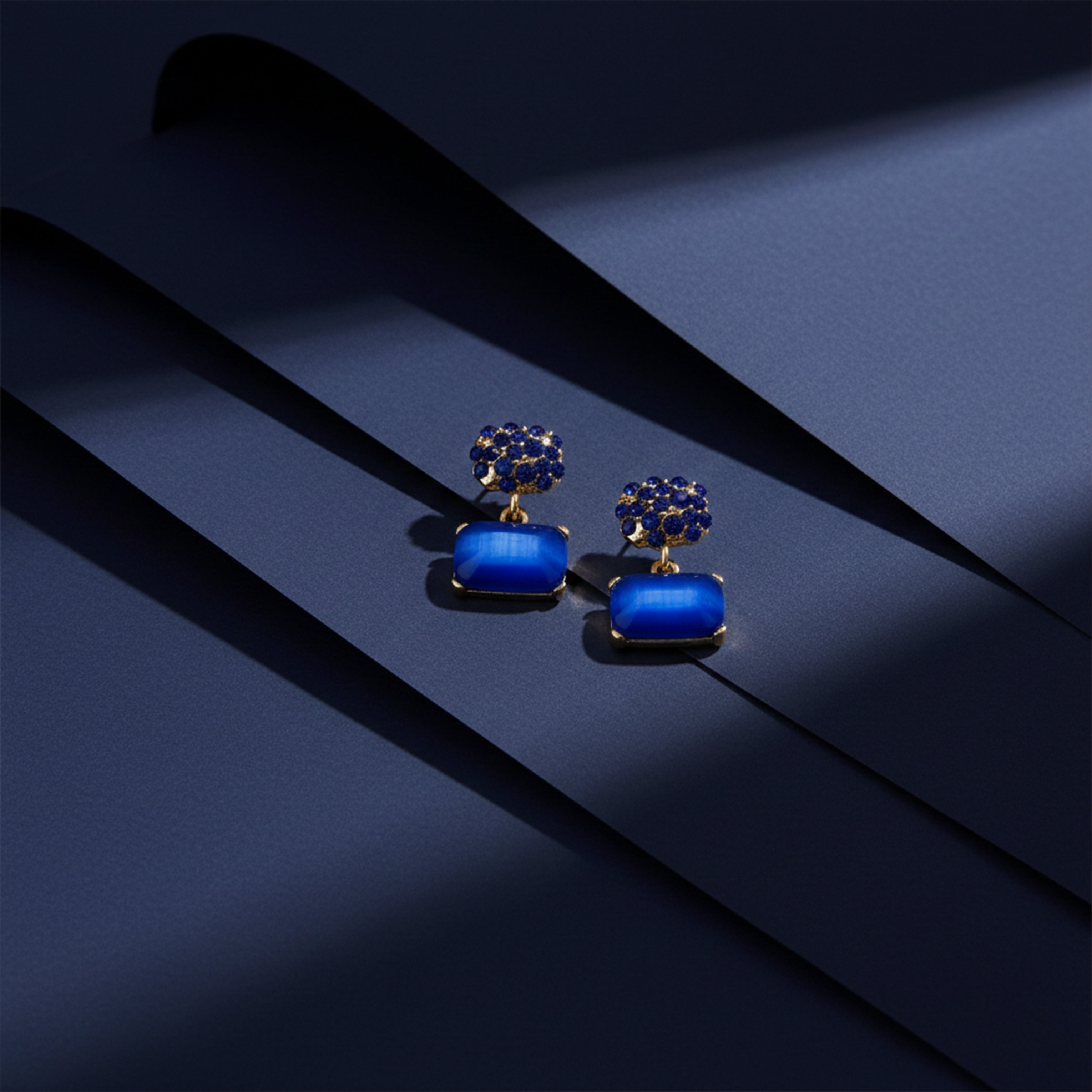 Blue Opulence Drops Earrings