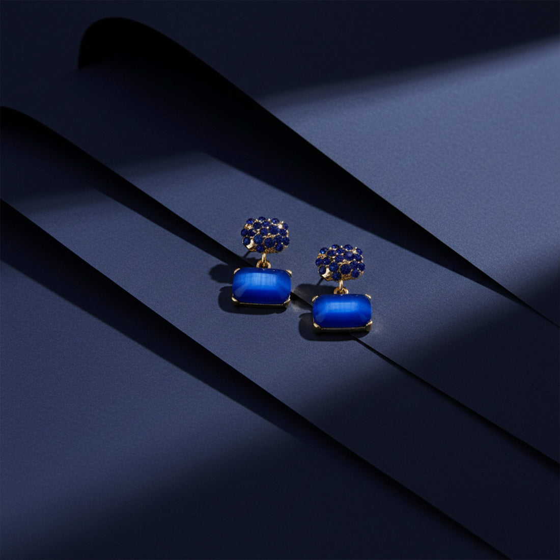 Blue Opulence Drops Earrings