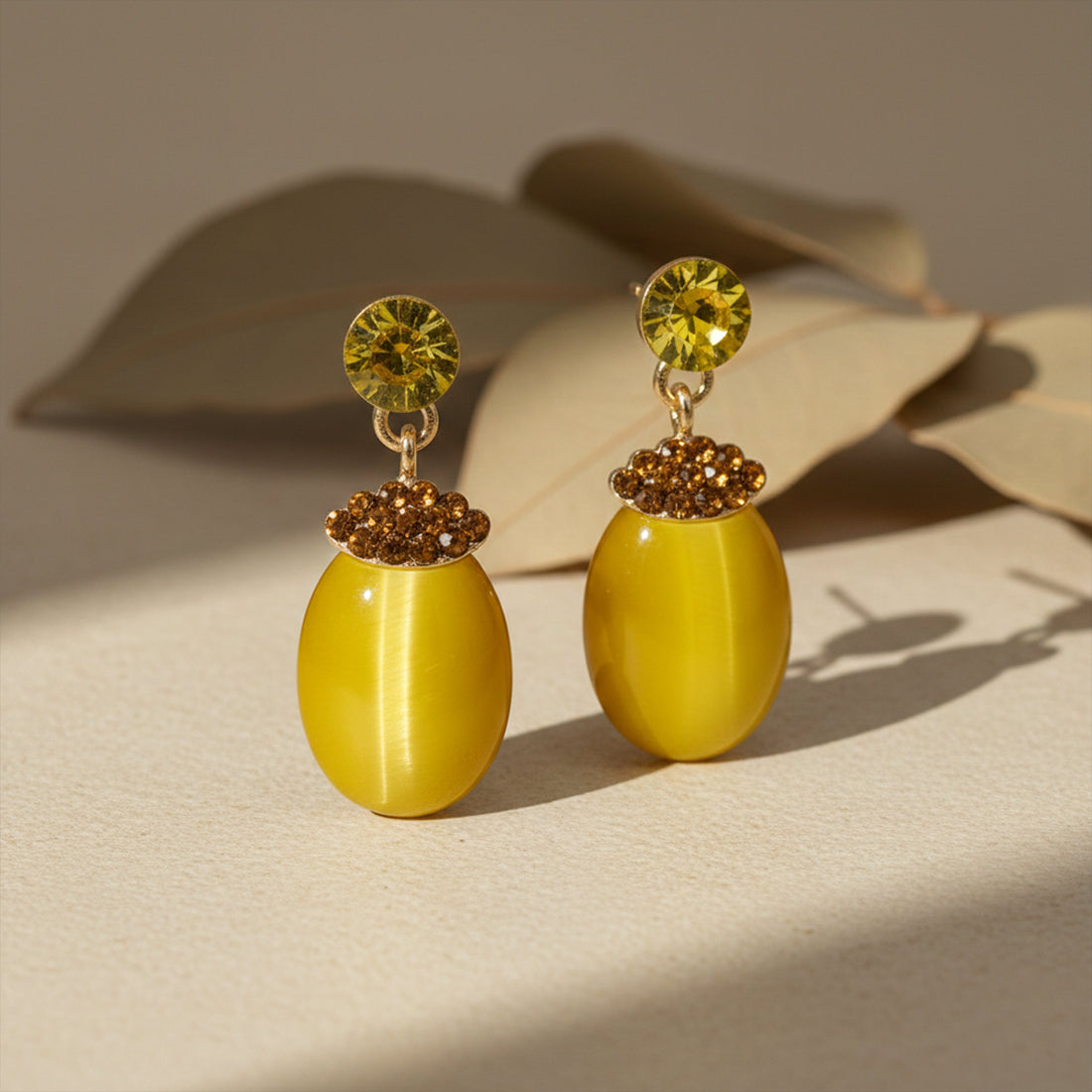 Sunlit Elegance Cat Eye Earrings