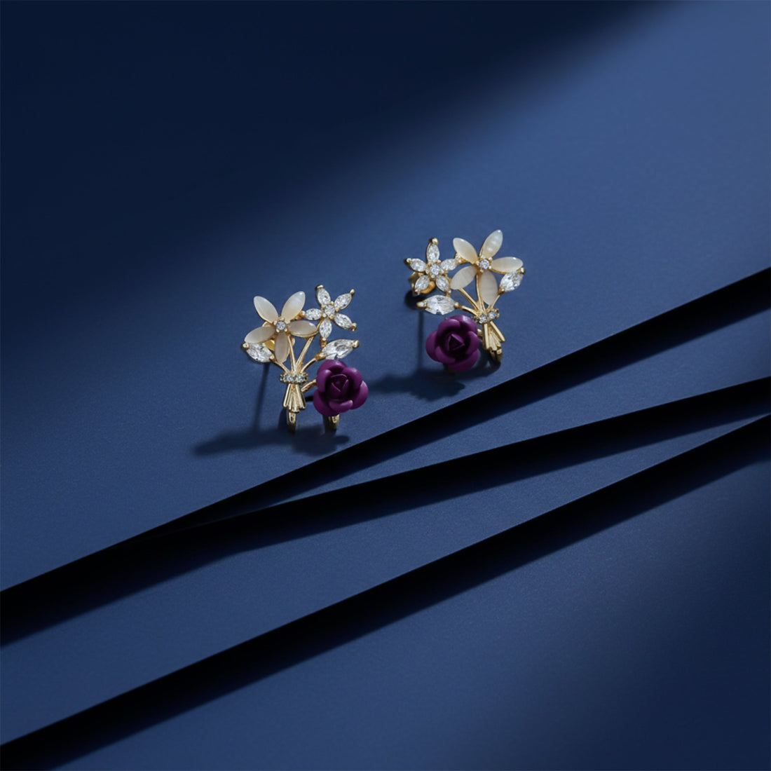 Premium Crystal Purple Stud Earrings