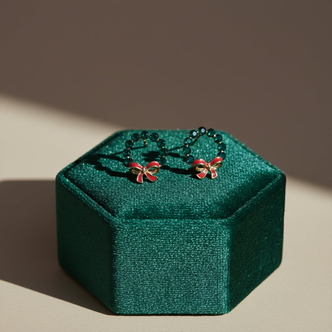 Elite Green Stone Bow Loop Earrings