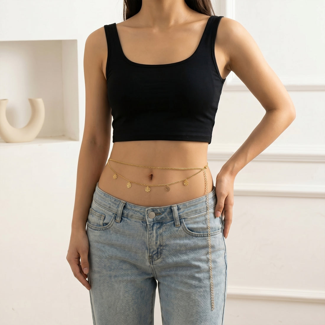 Golden Rose Drape Belly Chain