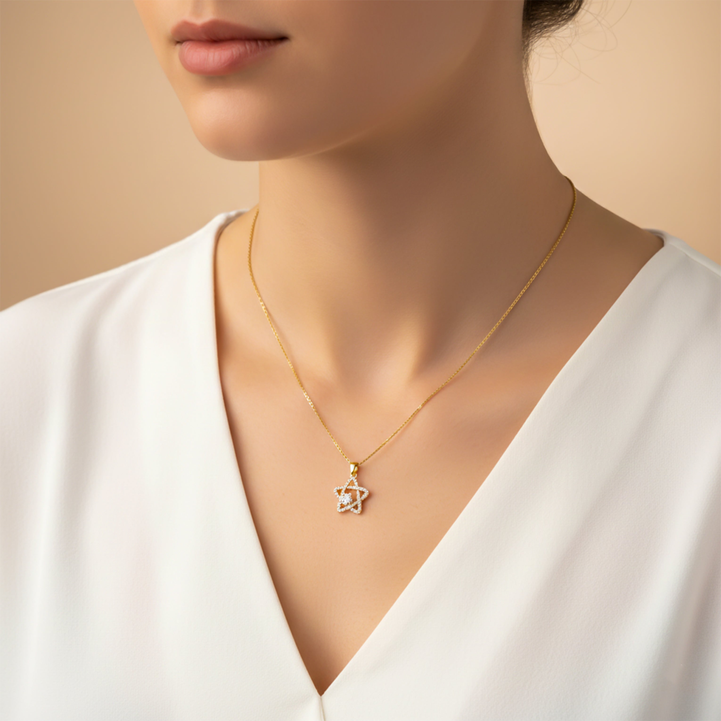 Luxury Crystal Star Gold Pendant Necklace