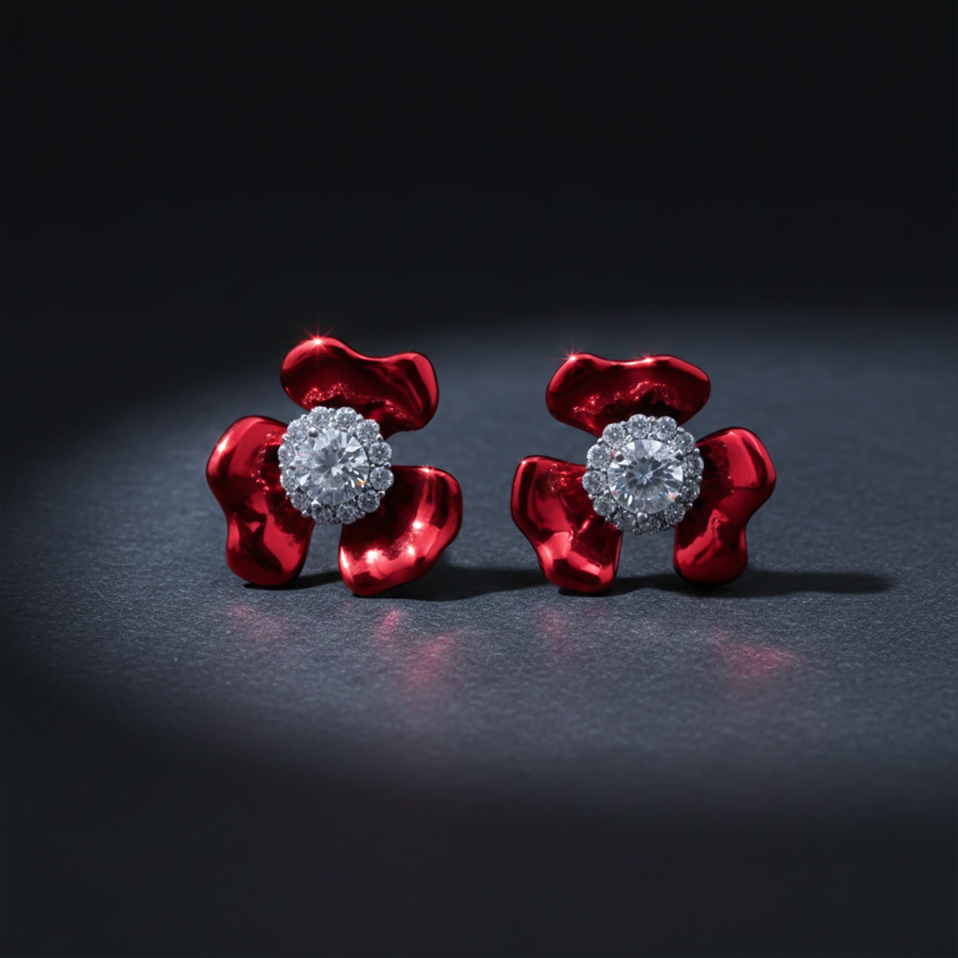 Red Blossom Crystal Luxury Earrings