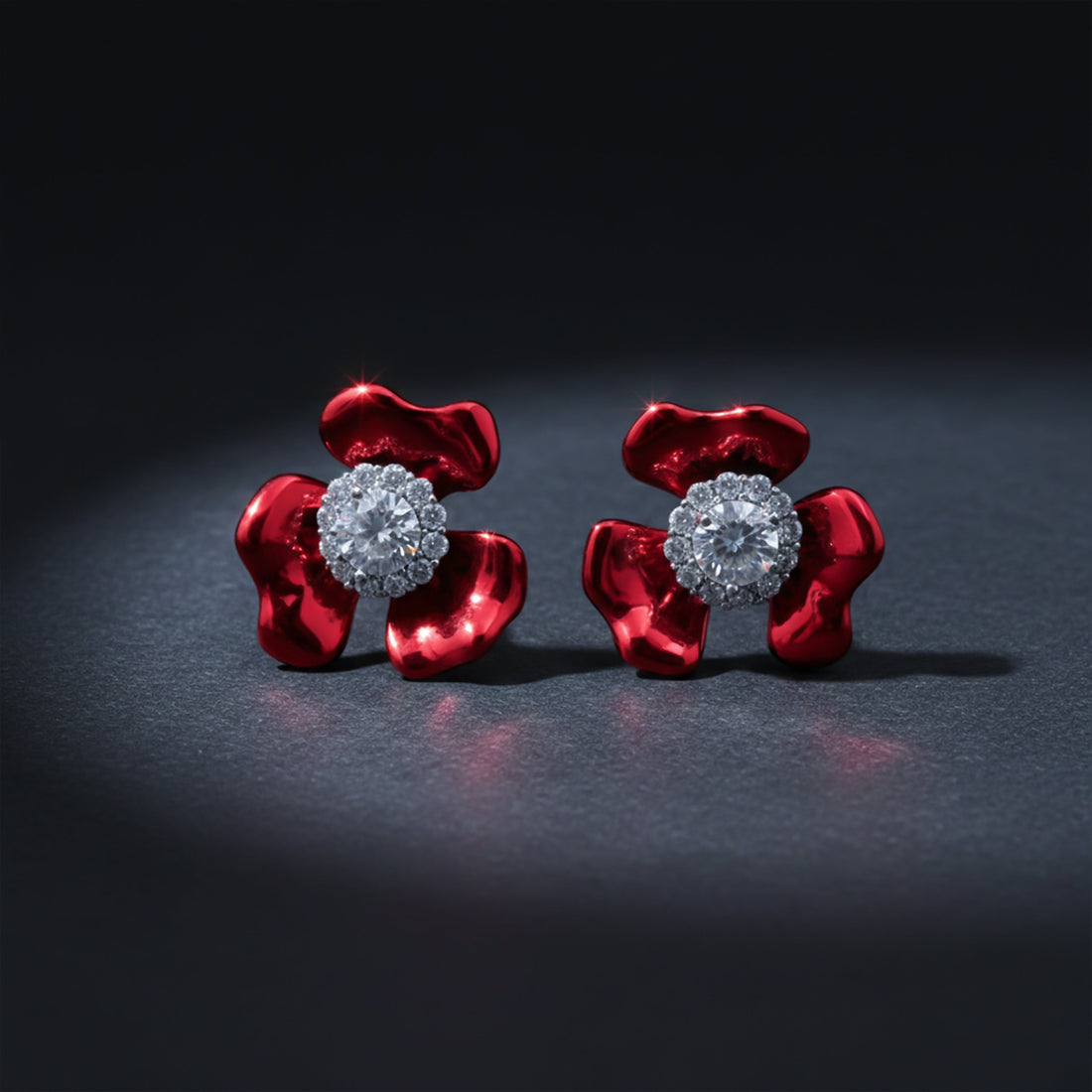 Red Blossom Crystal Luxury Earrings