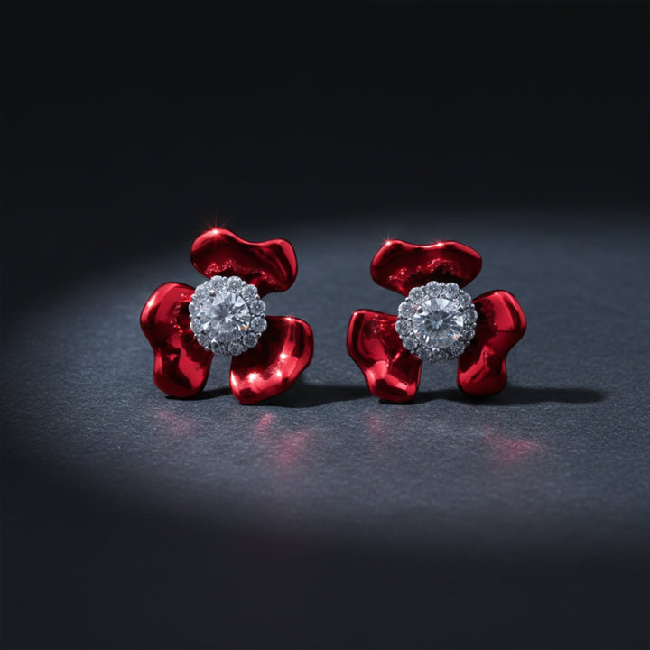 Red Blossom Crystal Luxury Earrings
