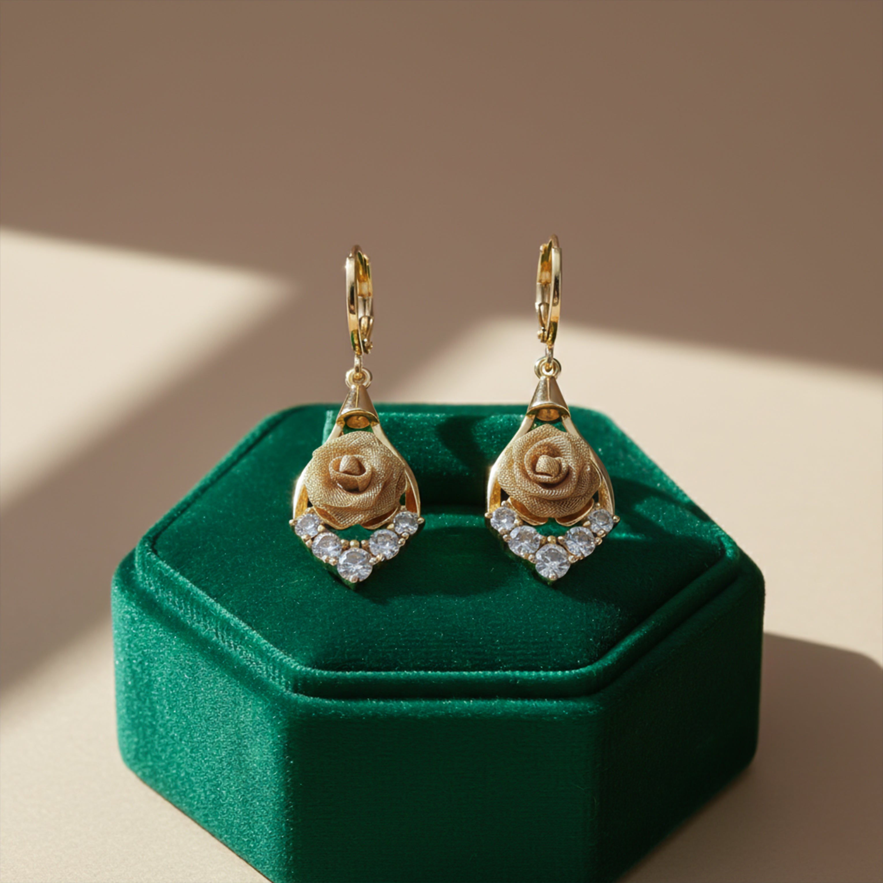 Classic Gold Flower Drop Earrings