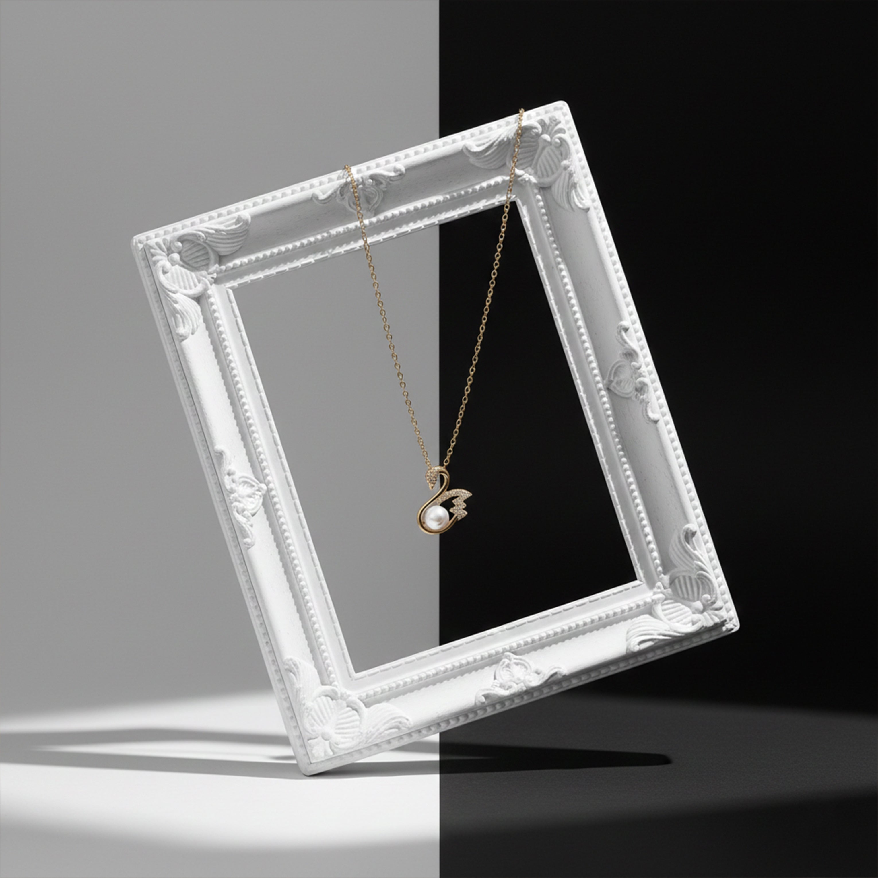 Elegant Swan Pearl Gold Pendant Necklace