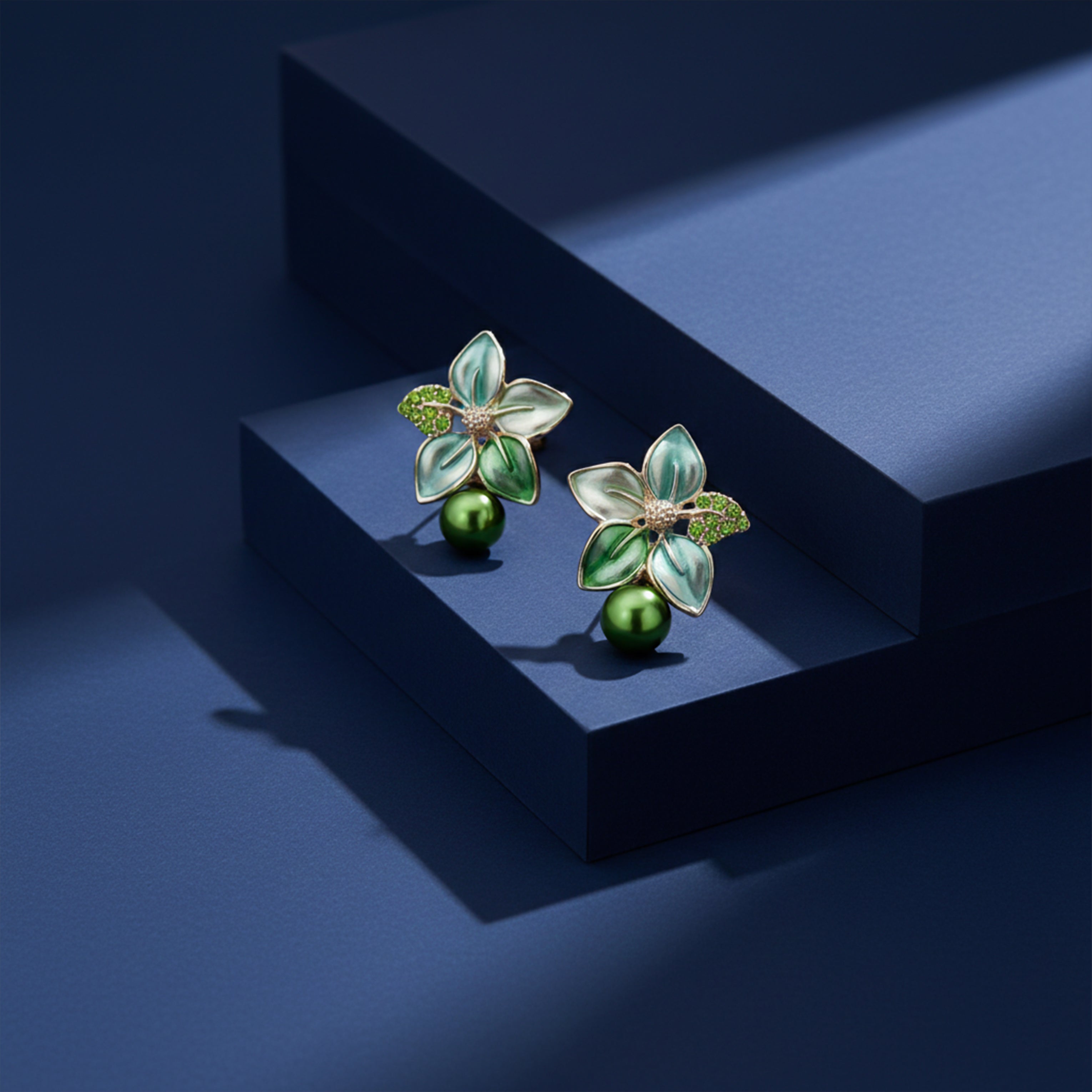 Celestial Green Petal Earrings