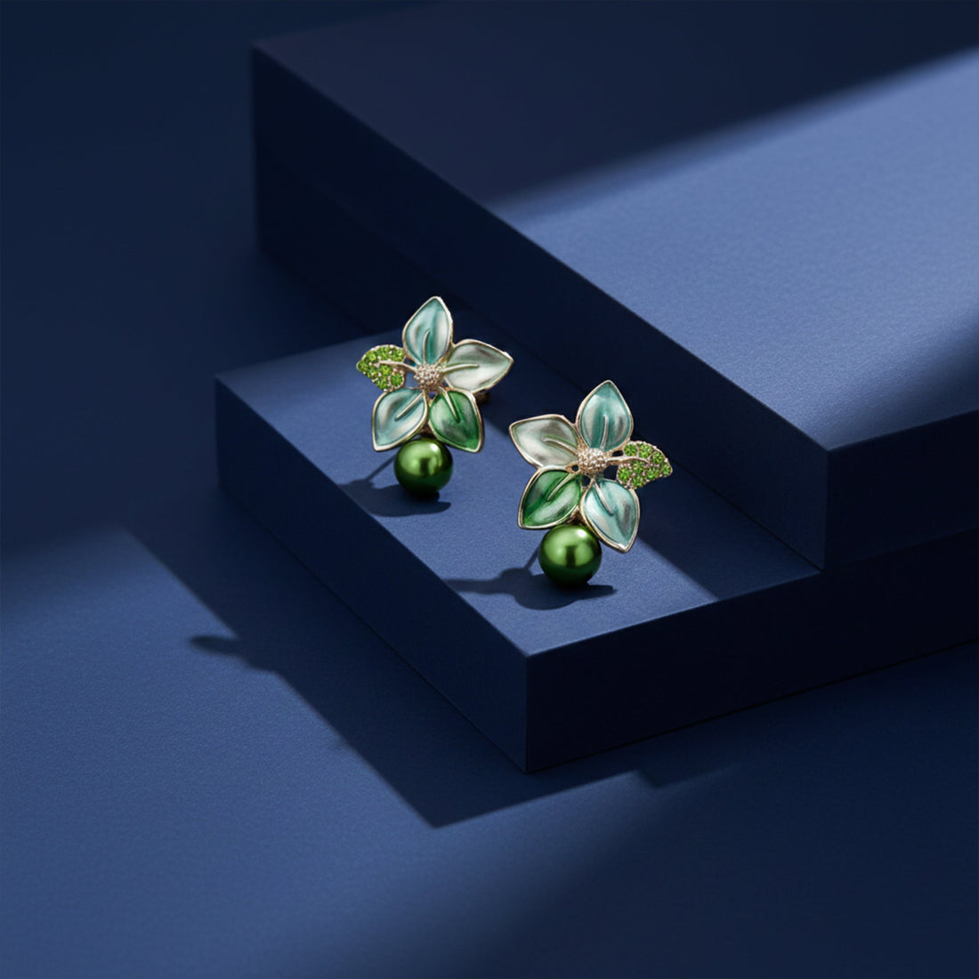 Celestial Green Petal Earrings