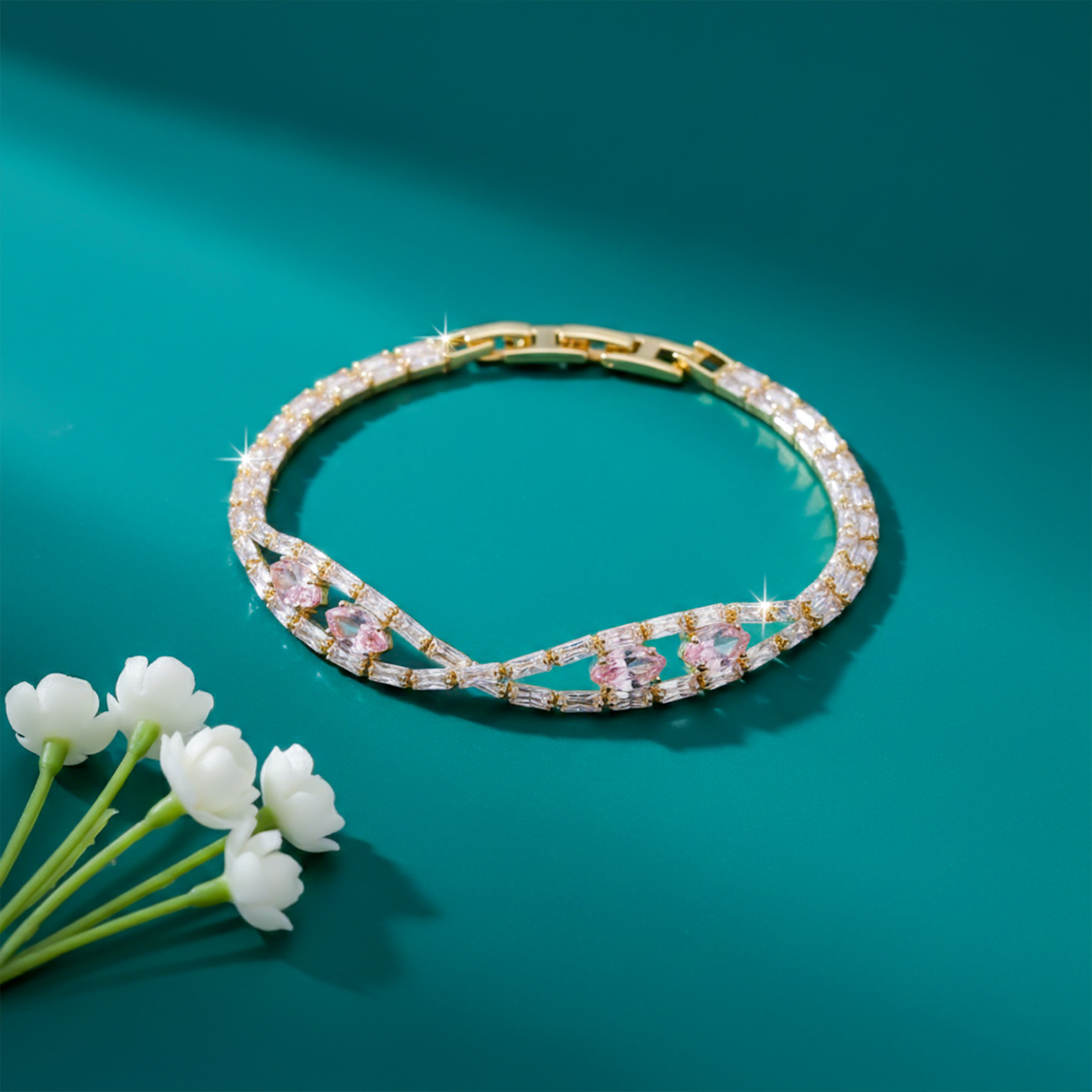 Celeste Pink Sapphire X-Link Diamond Bracelet