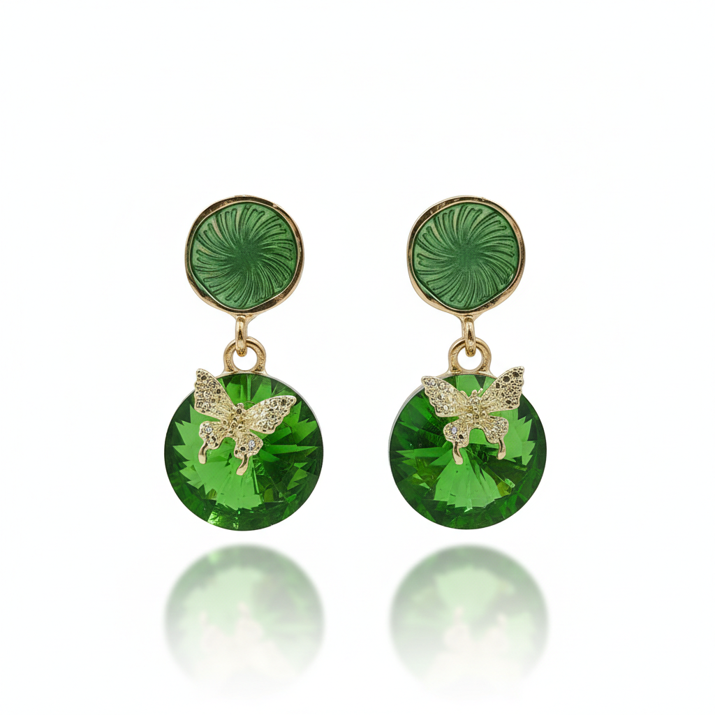 Green Royale Drops Earrings