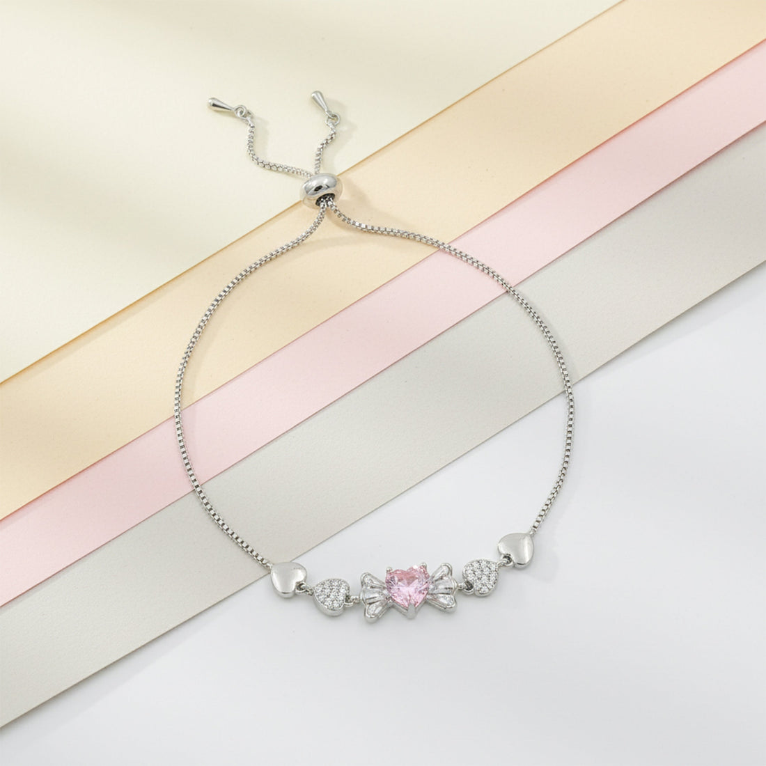 Cupid’s Pink Heart Diamond Bracelet