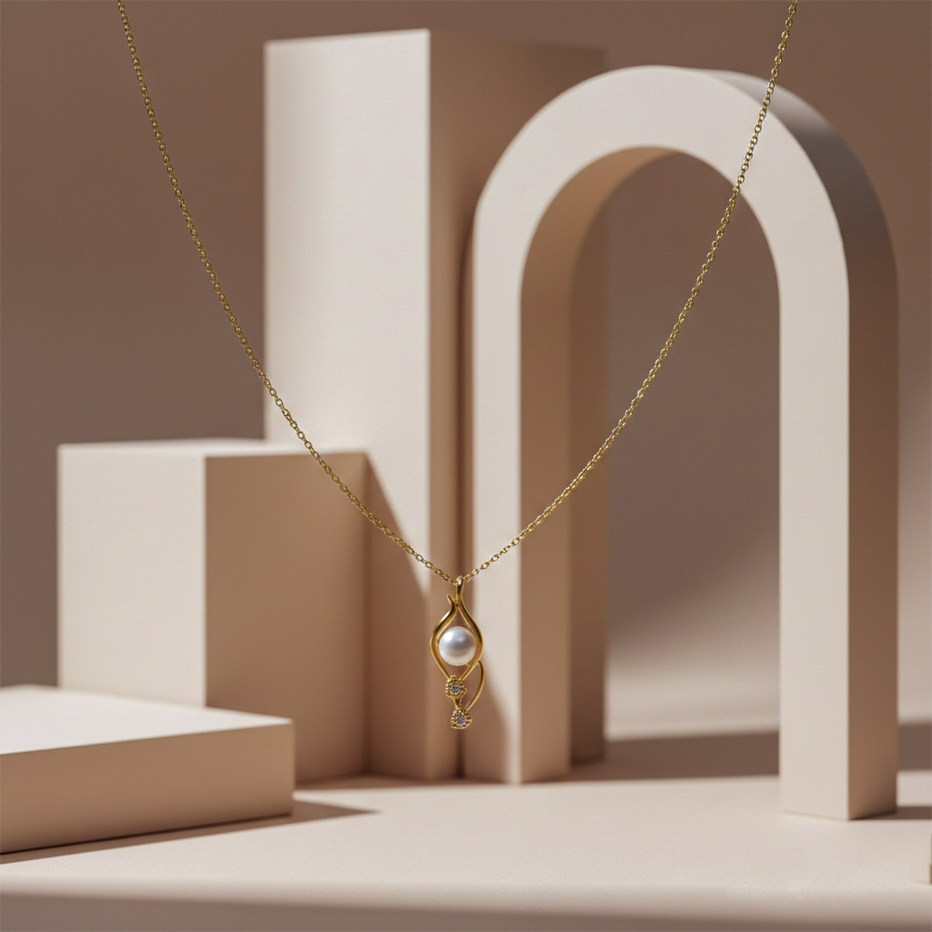 Minimal Gold Pearl Drop Pendant Necklace