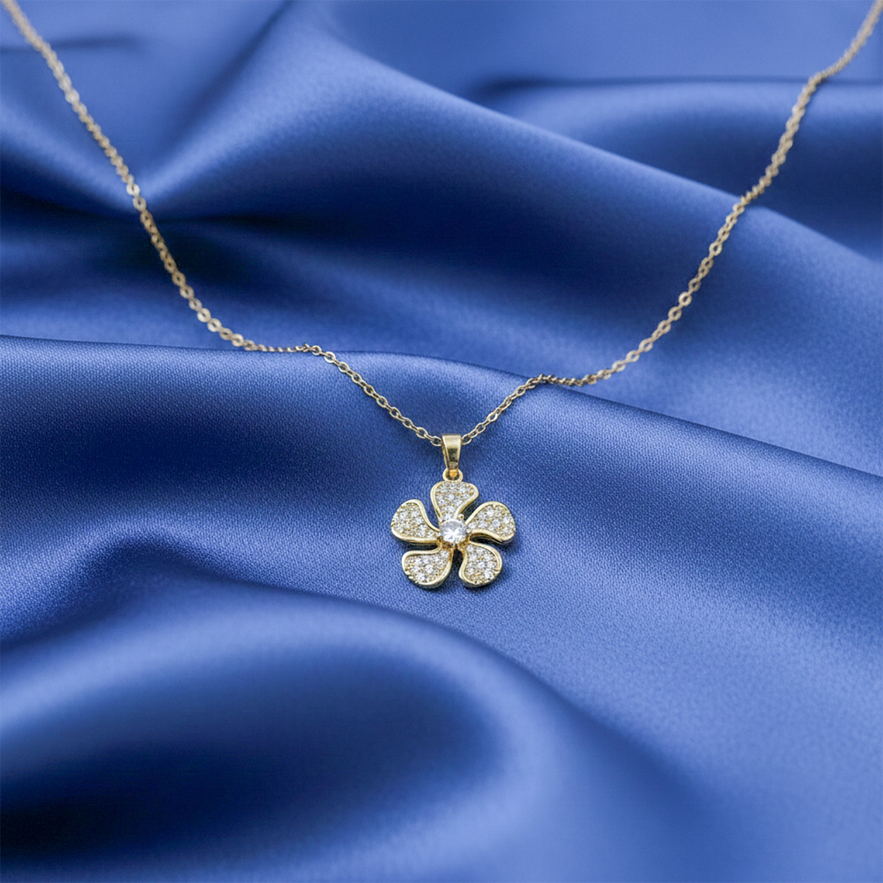 Veloura Diamond Flower Charm Necklace