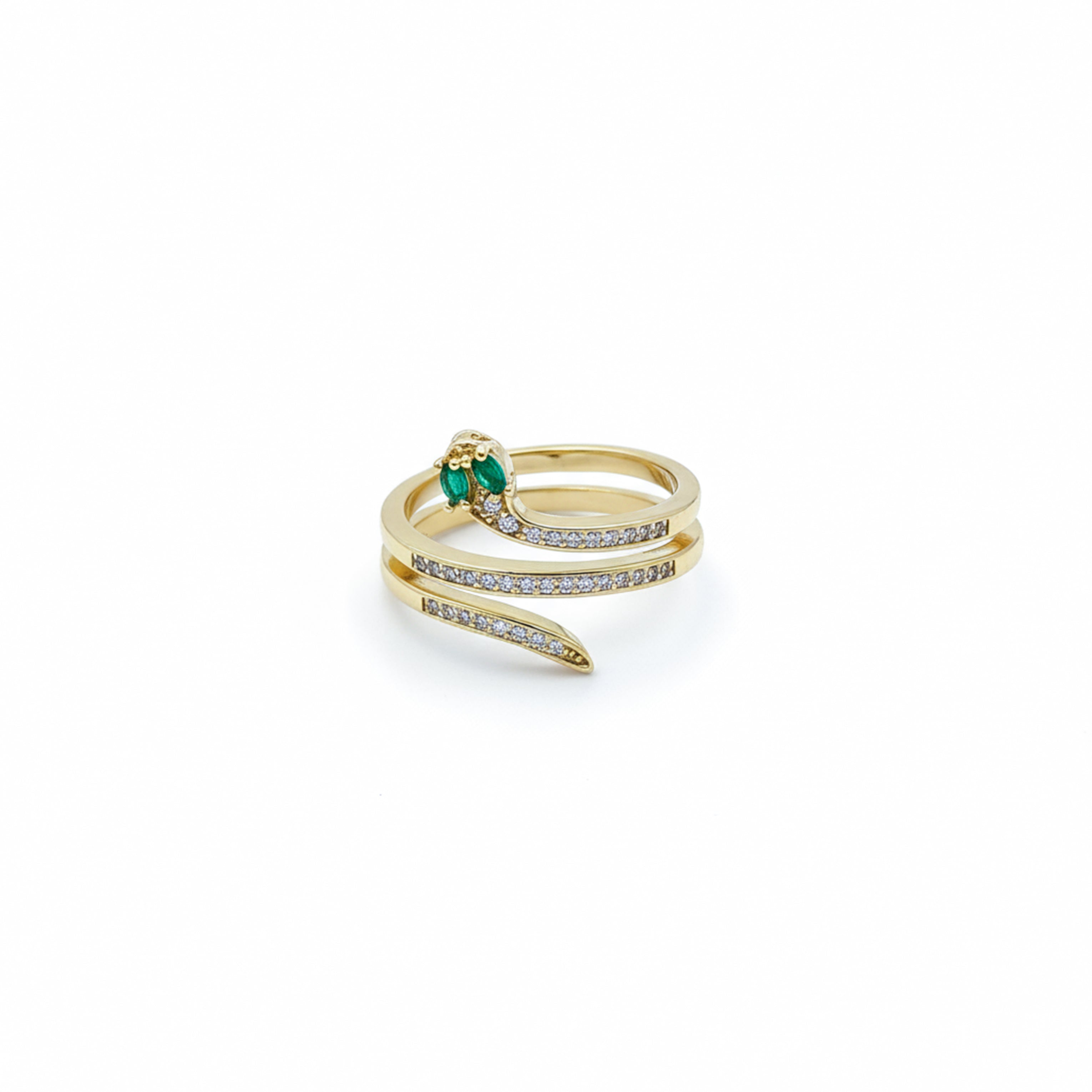 Emerald Diamond Snake Coil Ring