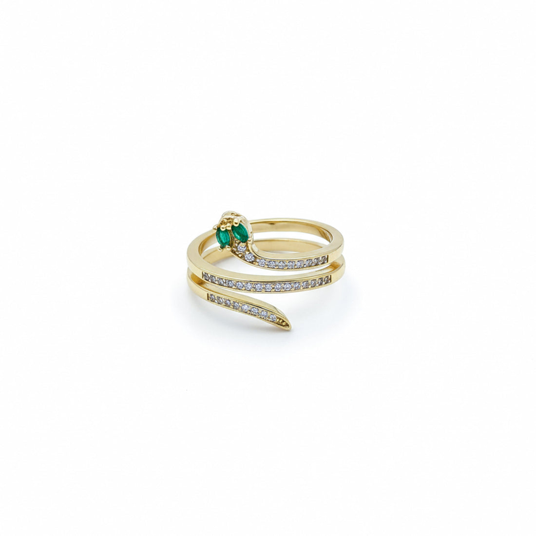 Emerald Diamond Snake Coil Ring