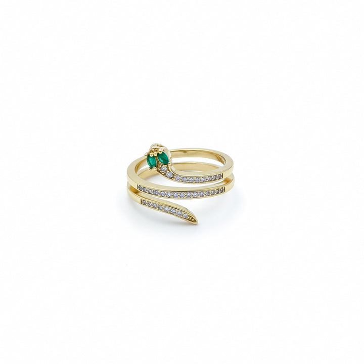 Emerald Diamond Snake Coil Ring