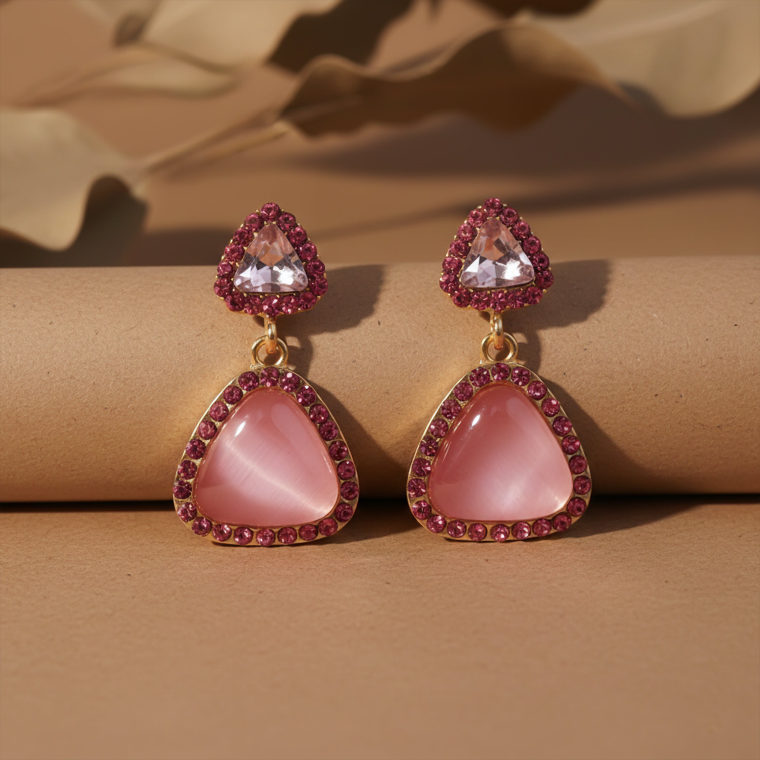 Rose Aura Gemstone Dangle Earrings